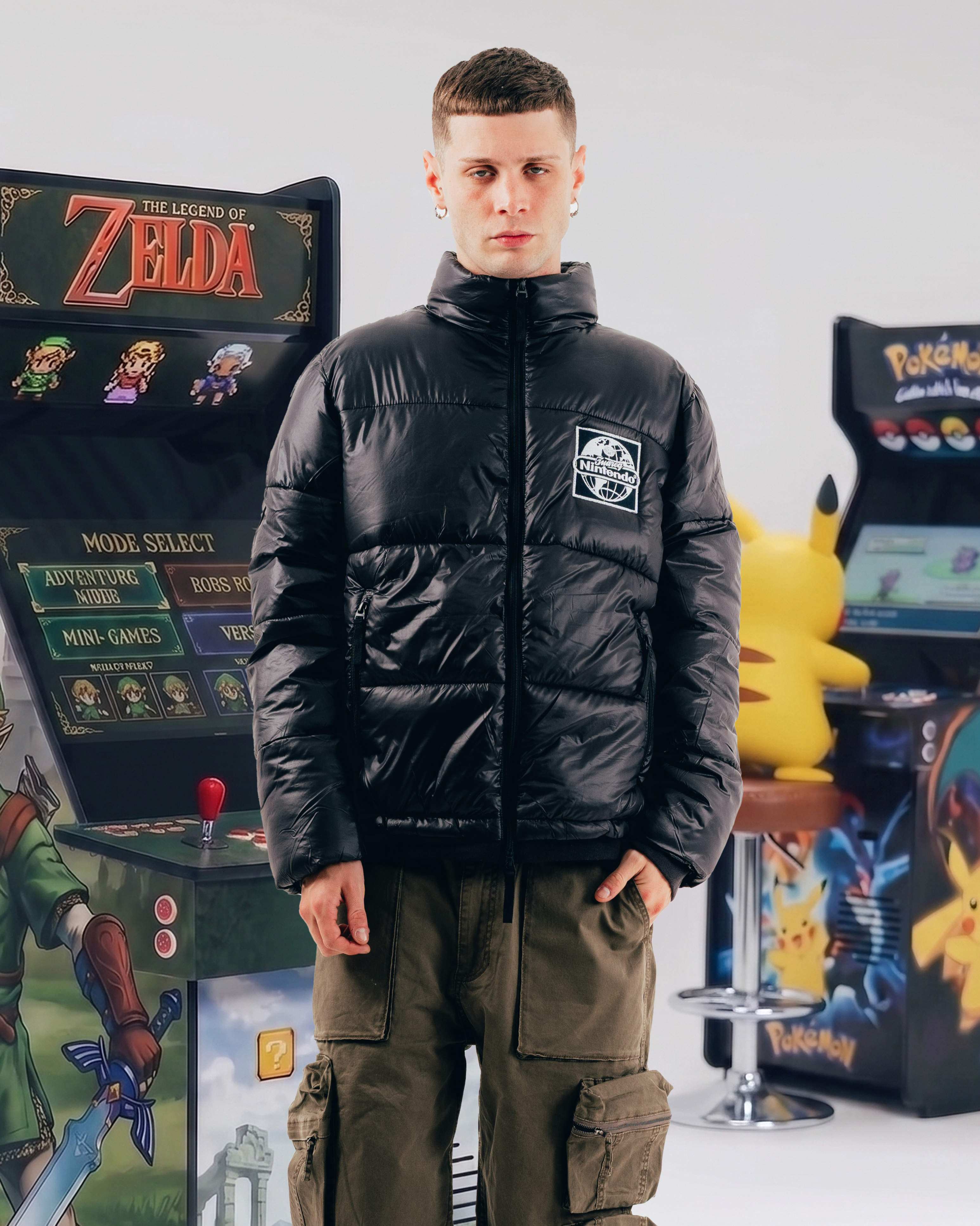 CAMPERA PUFFER [ NINTENDO  ] WORLD BLACK