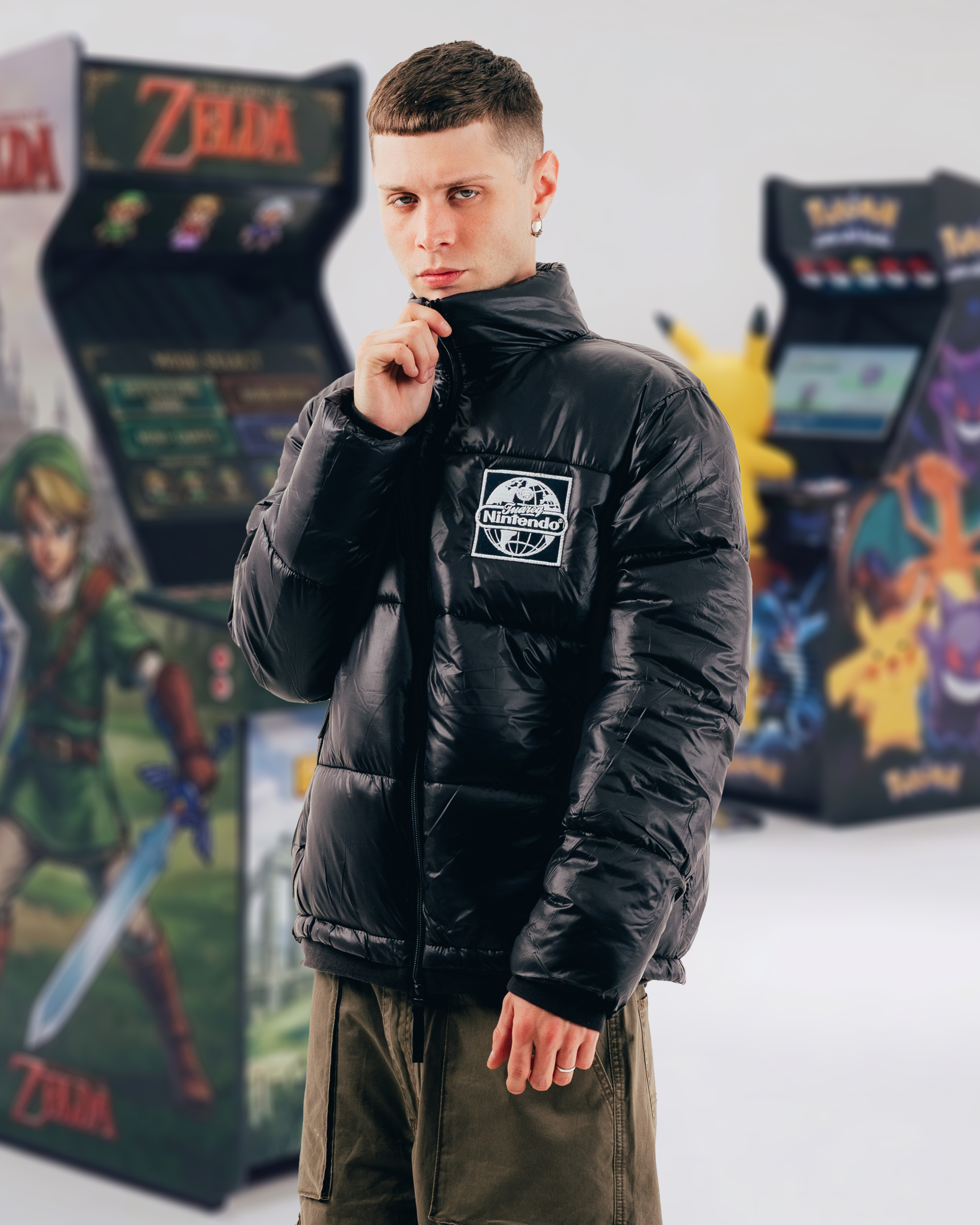 CAMPERA PUFFER [ NINTENDO  ] WORLD BLACK