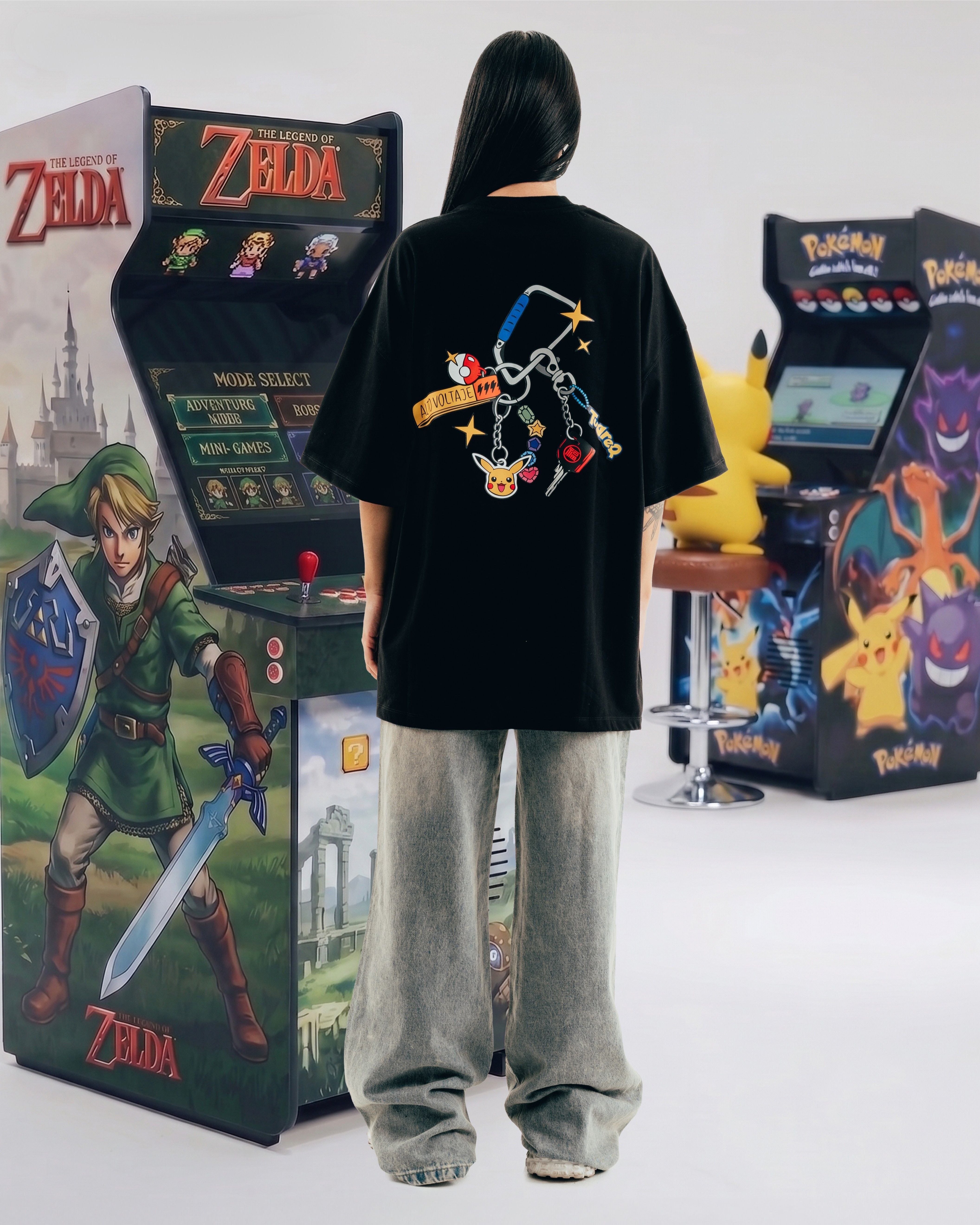 REMERA OVERSIZED [ NINTENDO ] PIKACHU BLACK