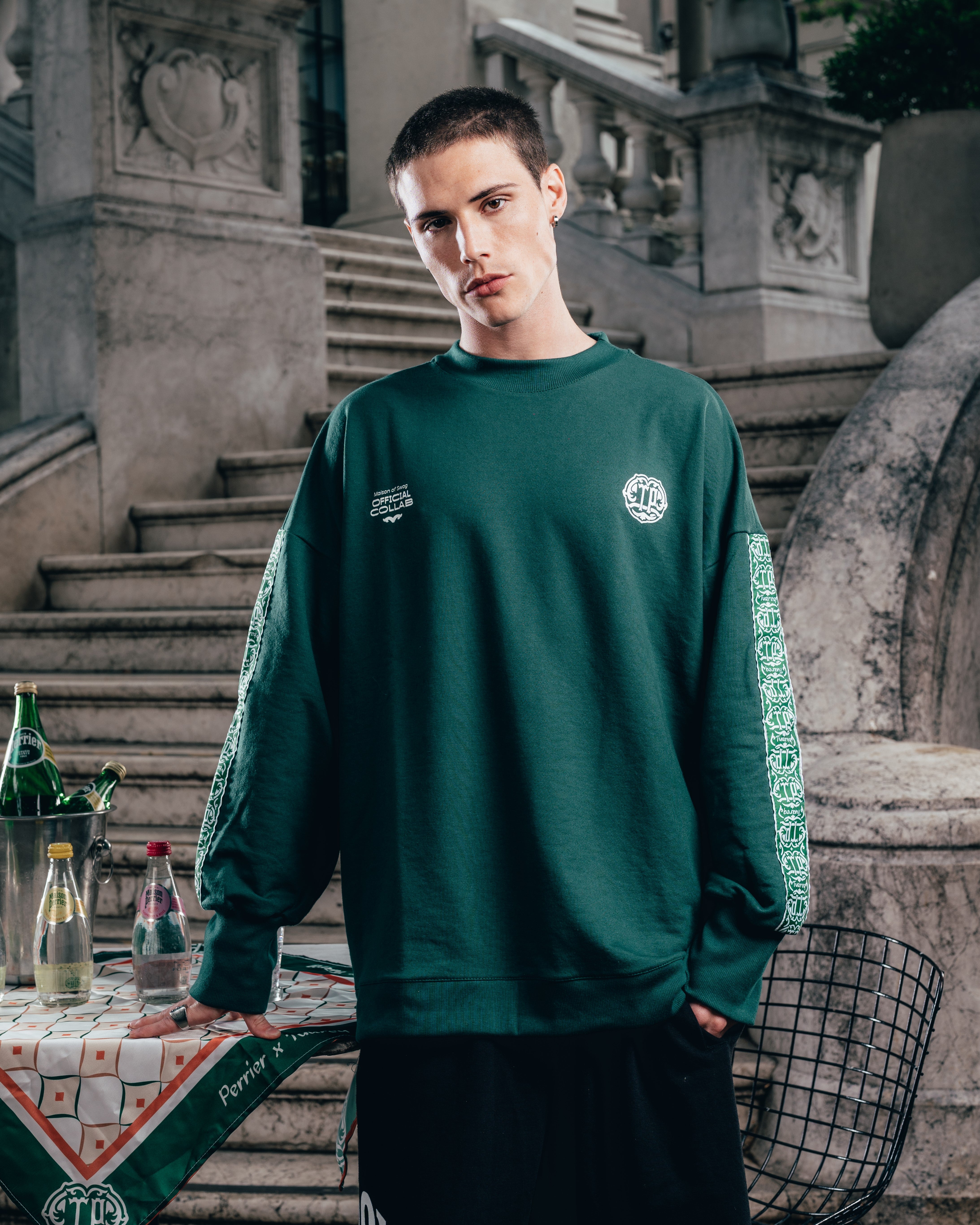 CREWNECK [ PERRIER ] GALON GREEN