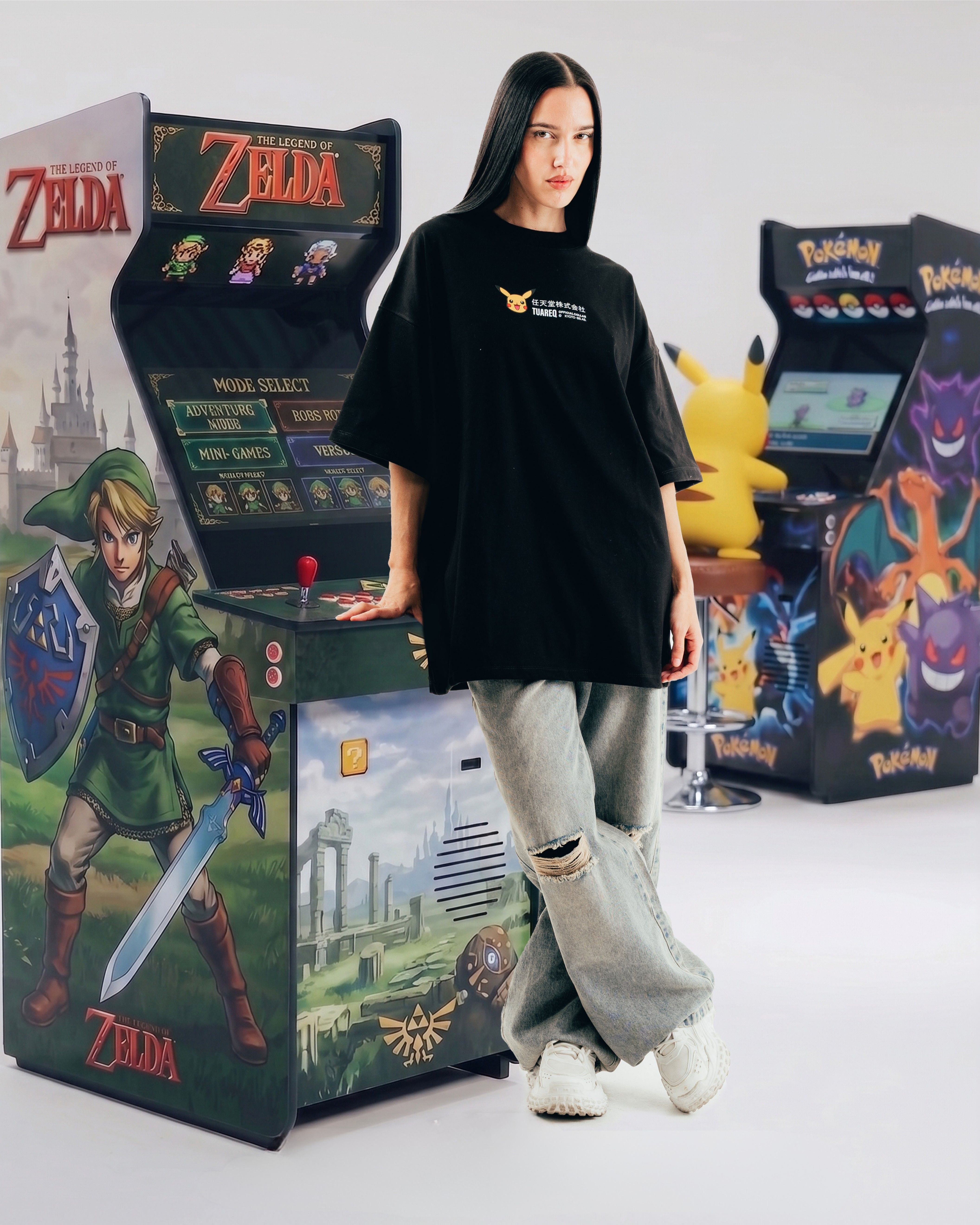 REMERA OVERSIZED [ NINTENDO ] PIKACHU BLACK