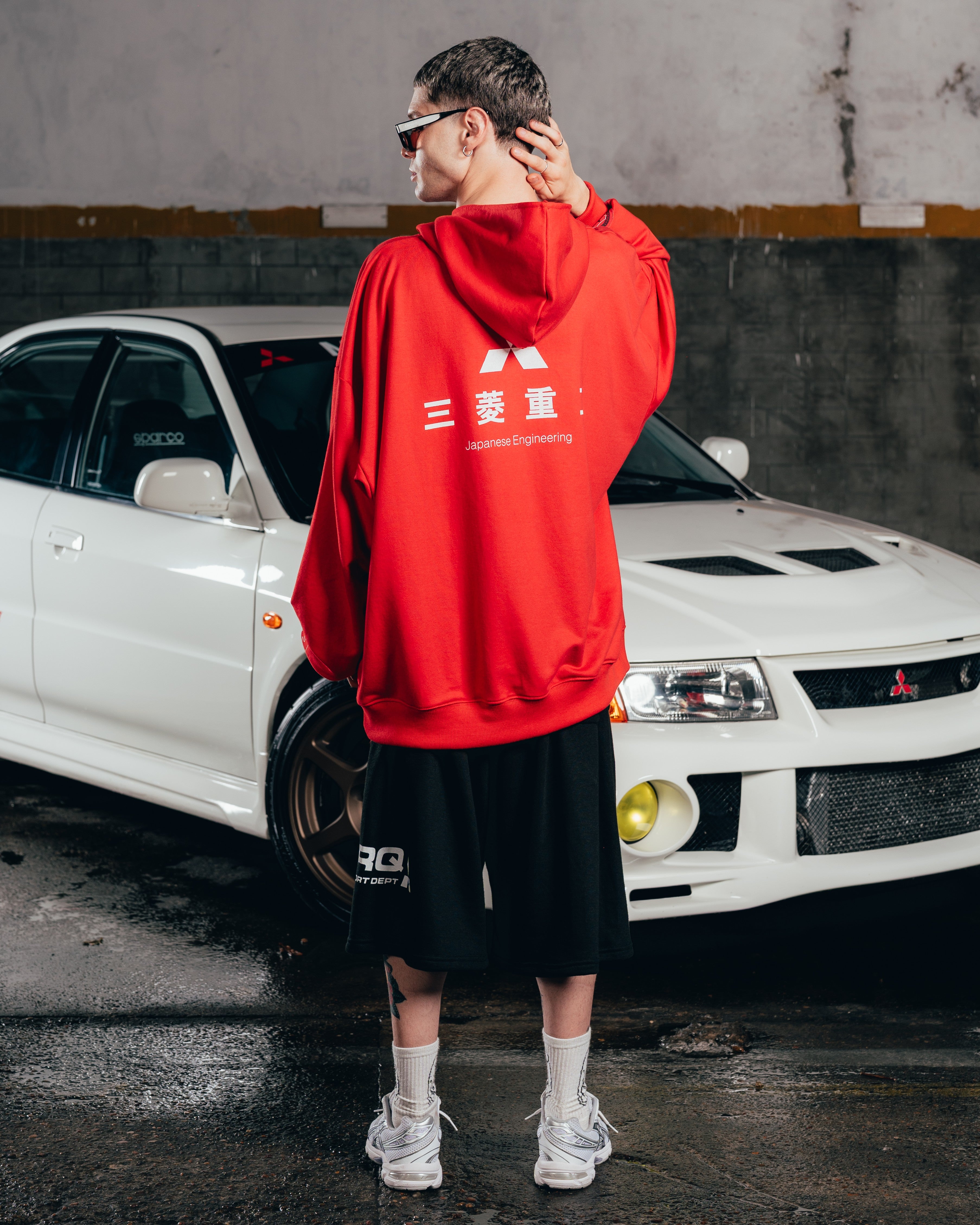 HOODIE MEGAOVERSIZED [ MITSUBISHI ] LOGO RED