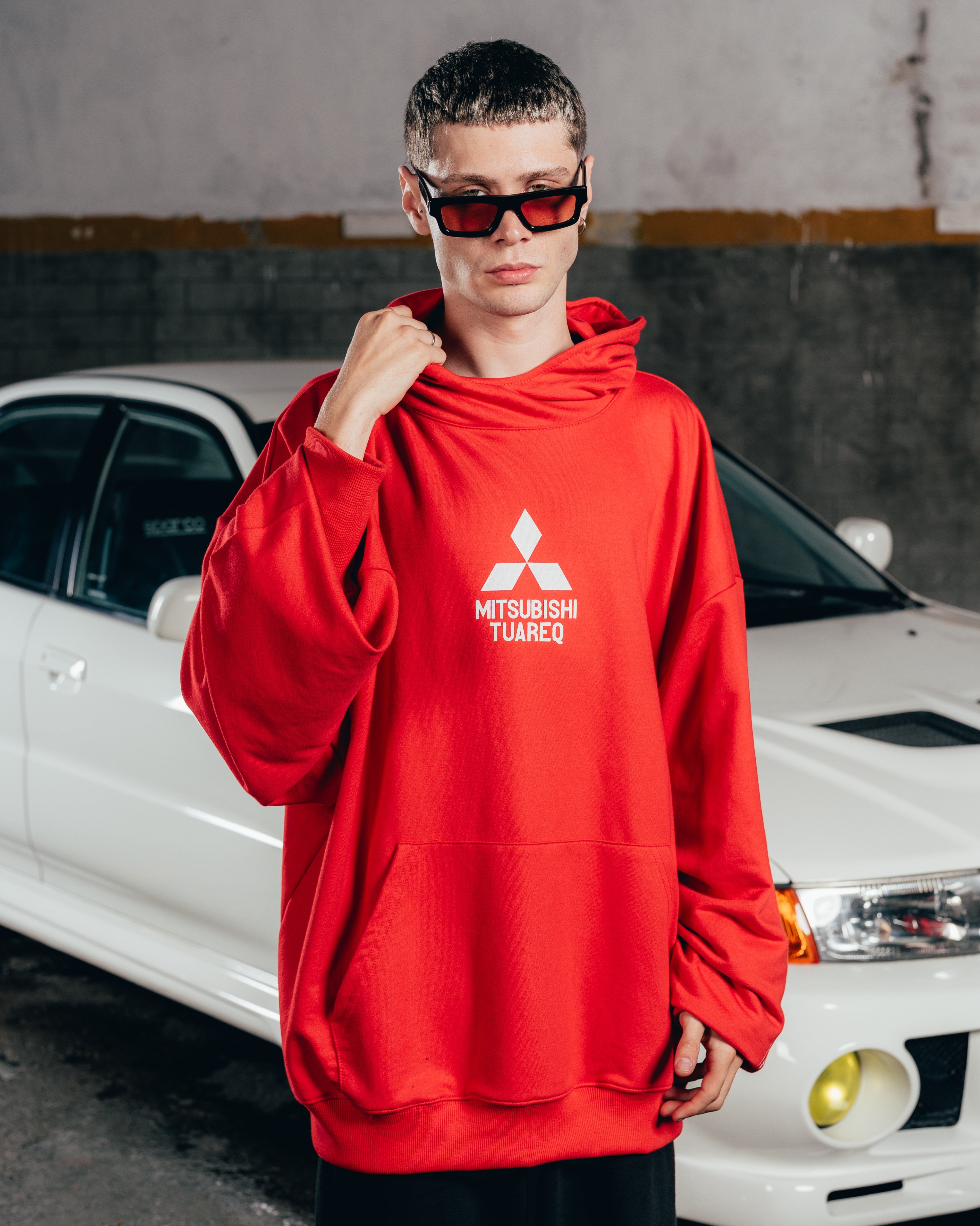 HOODIE MEGAOVERSIZED [ MITSUBISHI ] LOGO RED