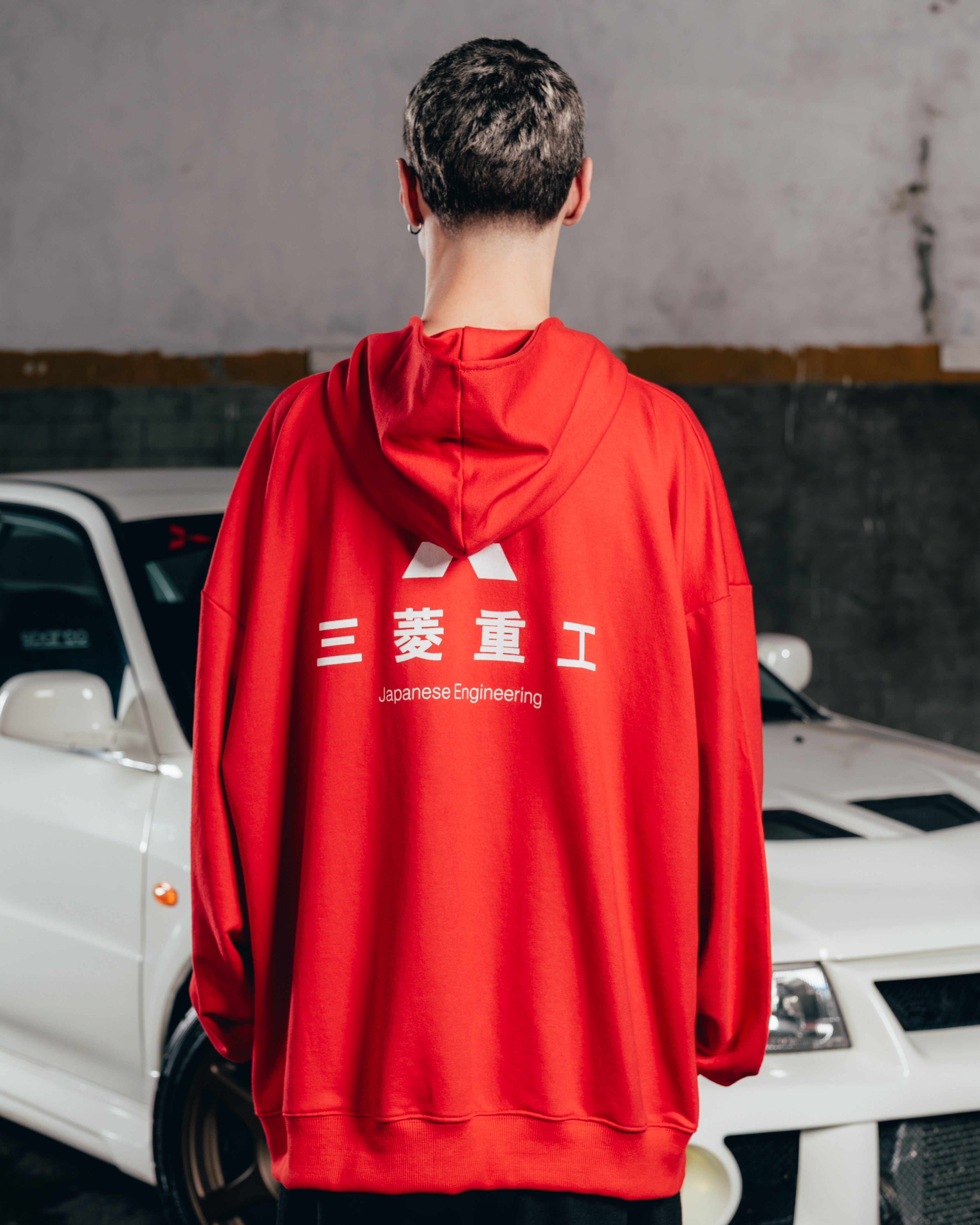 HOODIE MEGAOVERSIZED [ MITSUBISHI ] LOGO RED