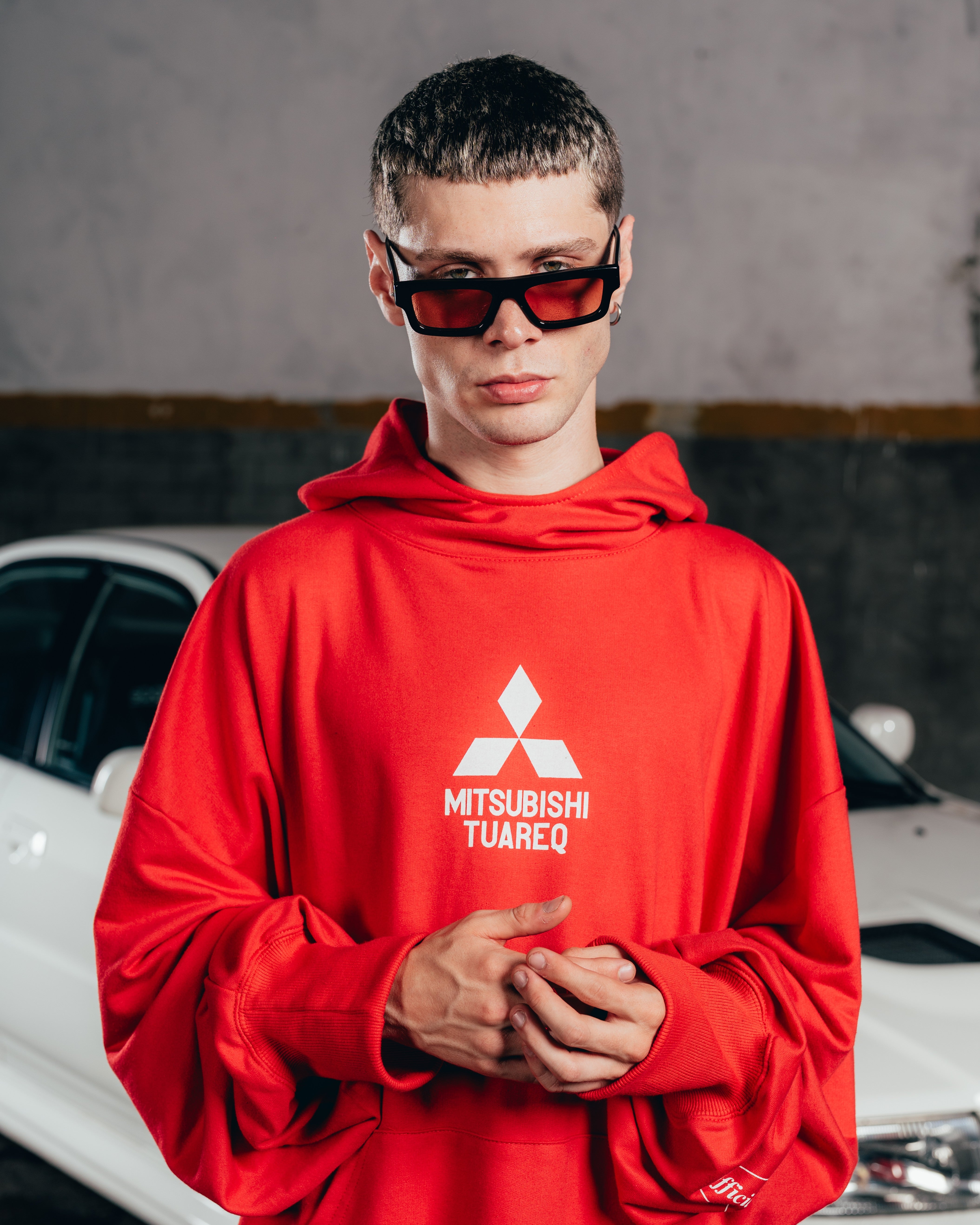 HOODIE MEGAOVERSIZED [ MITSUBISHI ] LOGO RED