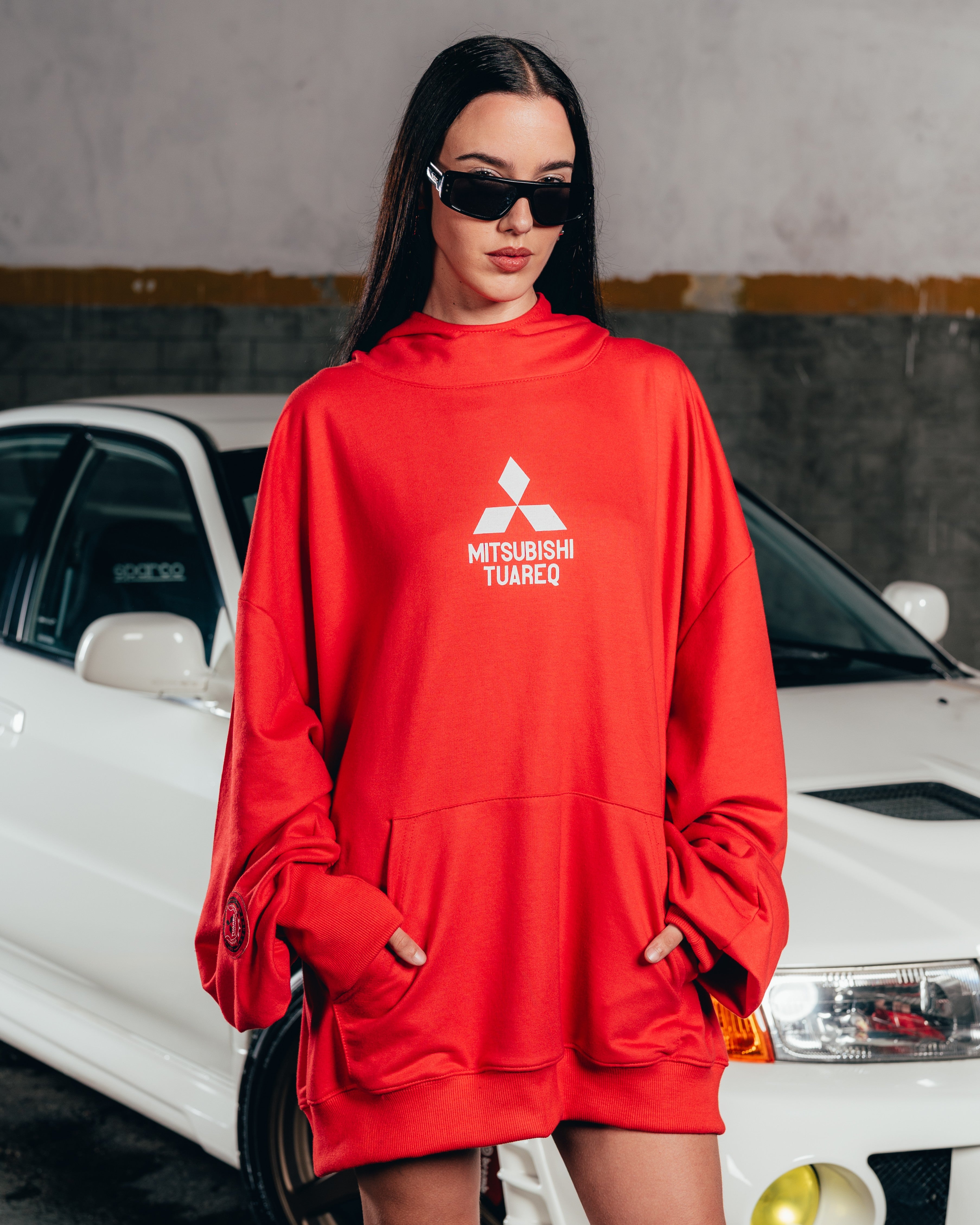 HOODIE MEGAOVERSIZED [ MITSUBISHI ] LOGO RED
