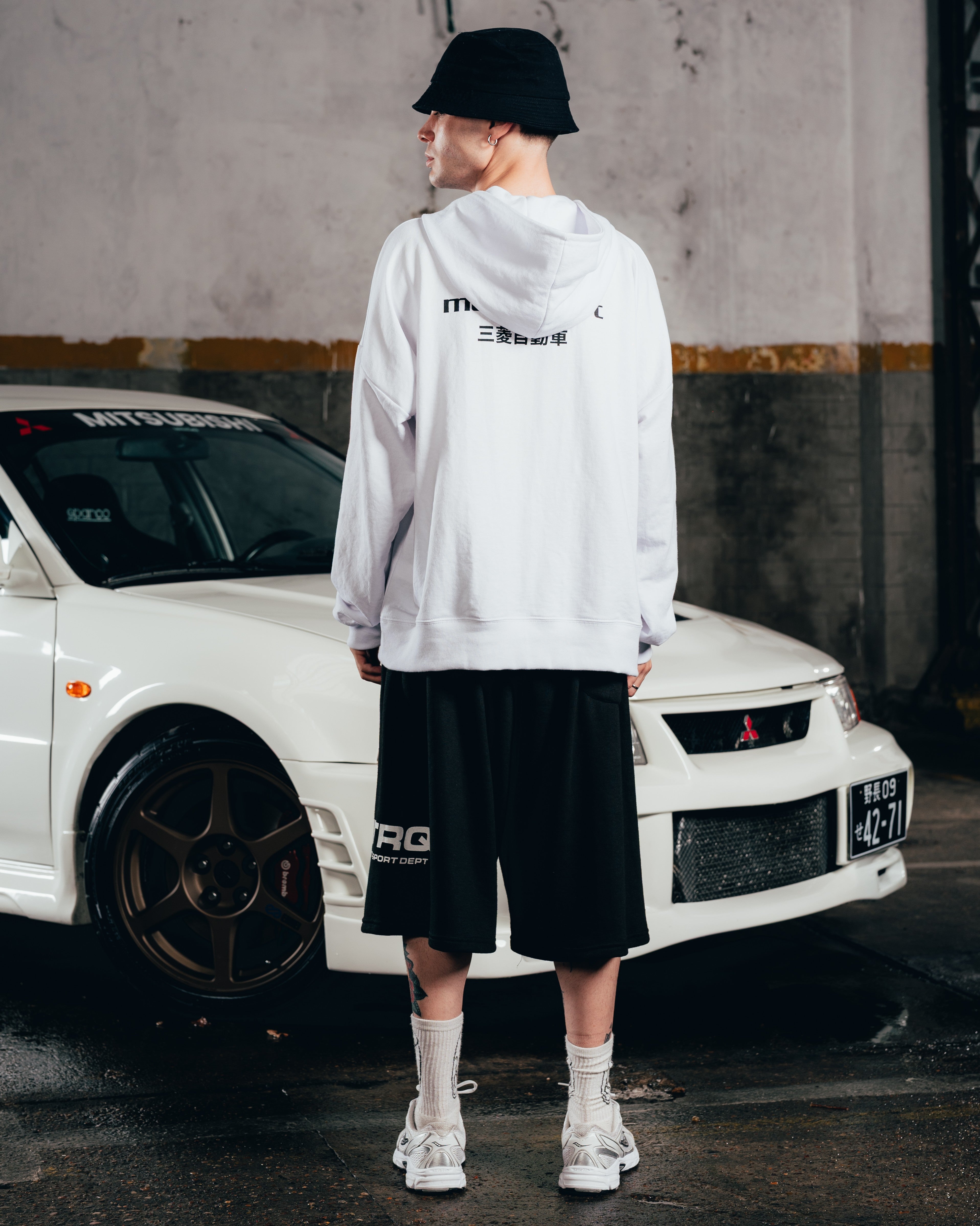 HOODIE OVERSIZED [ MITSUBISHI ] MOTORSPORT WHITE
