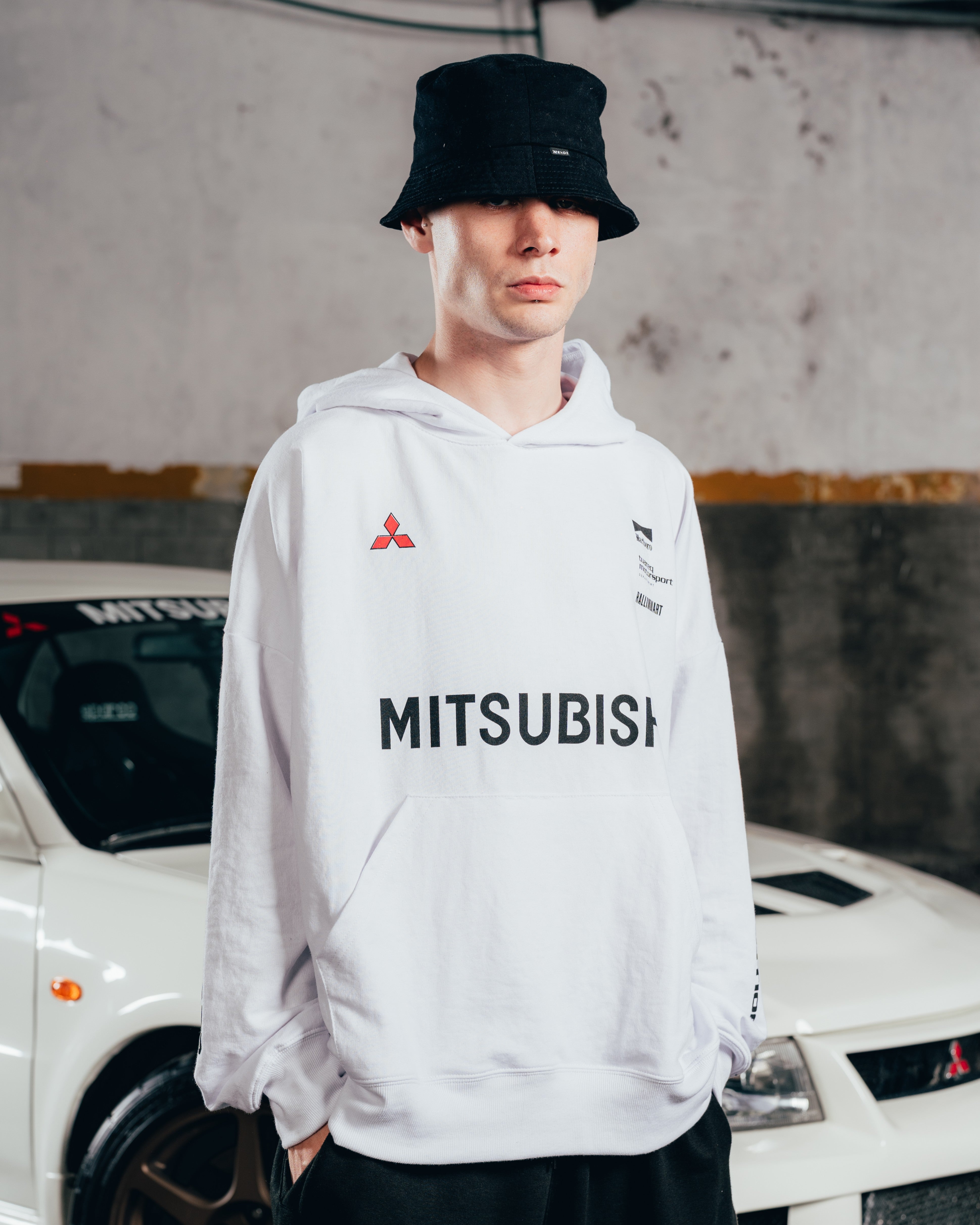 HOODIE OVERSIZED [ MITSUBISHI ] MOTORSPORT WHITE
