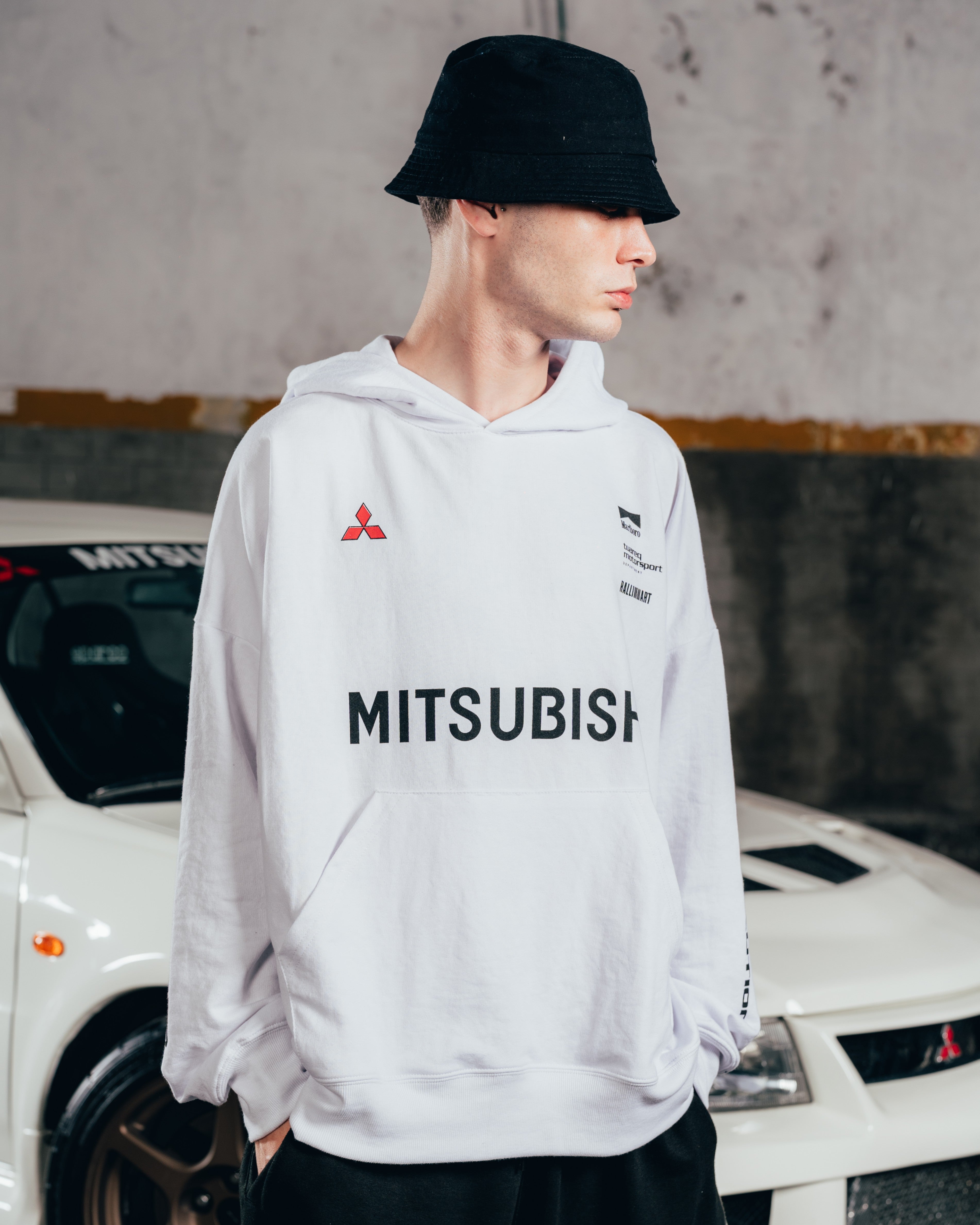 HOODIE OVERSIZED [ MITSUBISHI ] MOTORSPORT WHITE