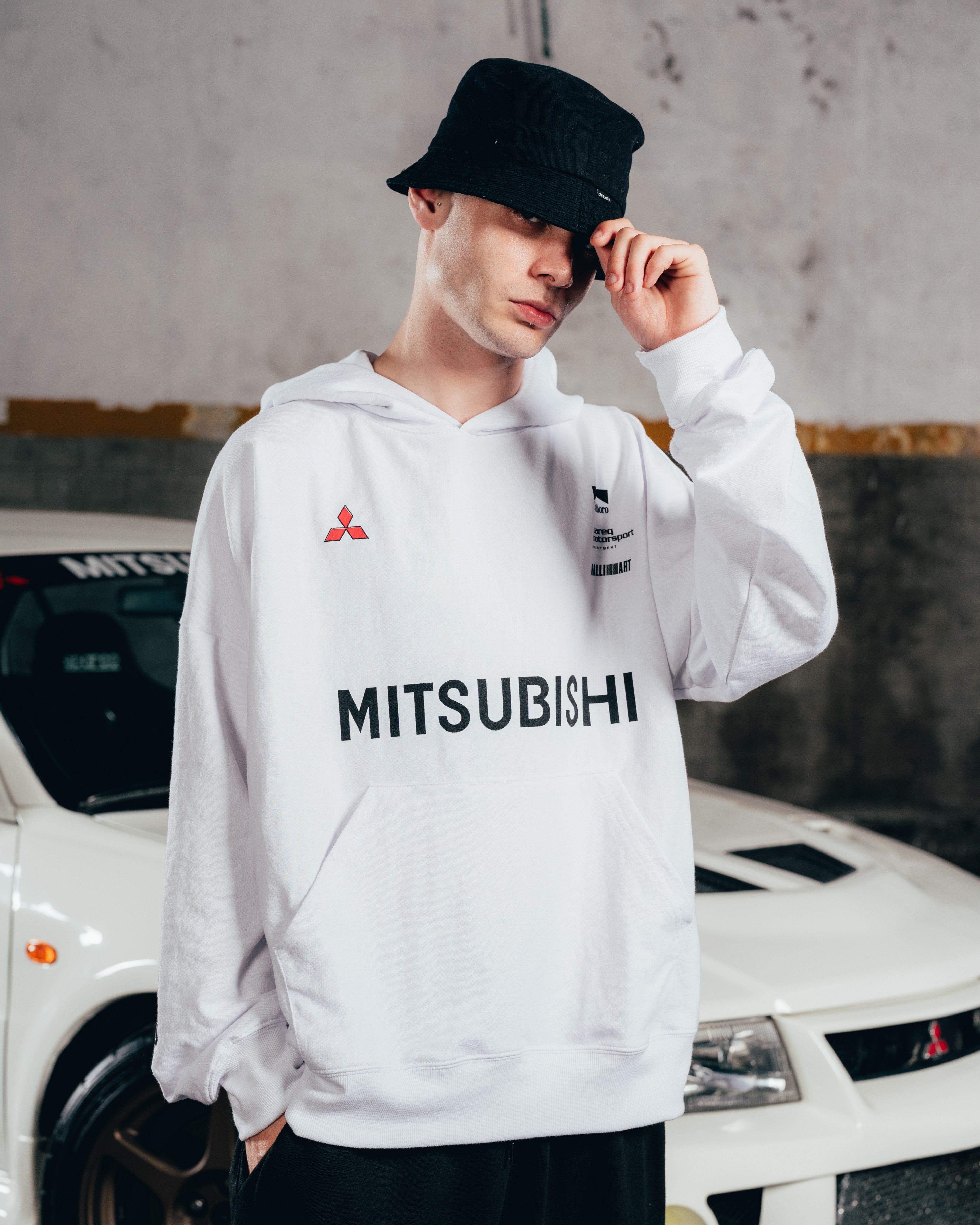 HOODIE OVERSIZED [ MITSUBISHI ] MOTORSPORT WHITE