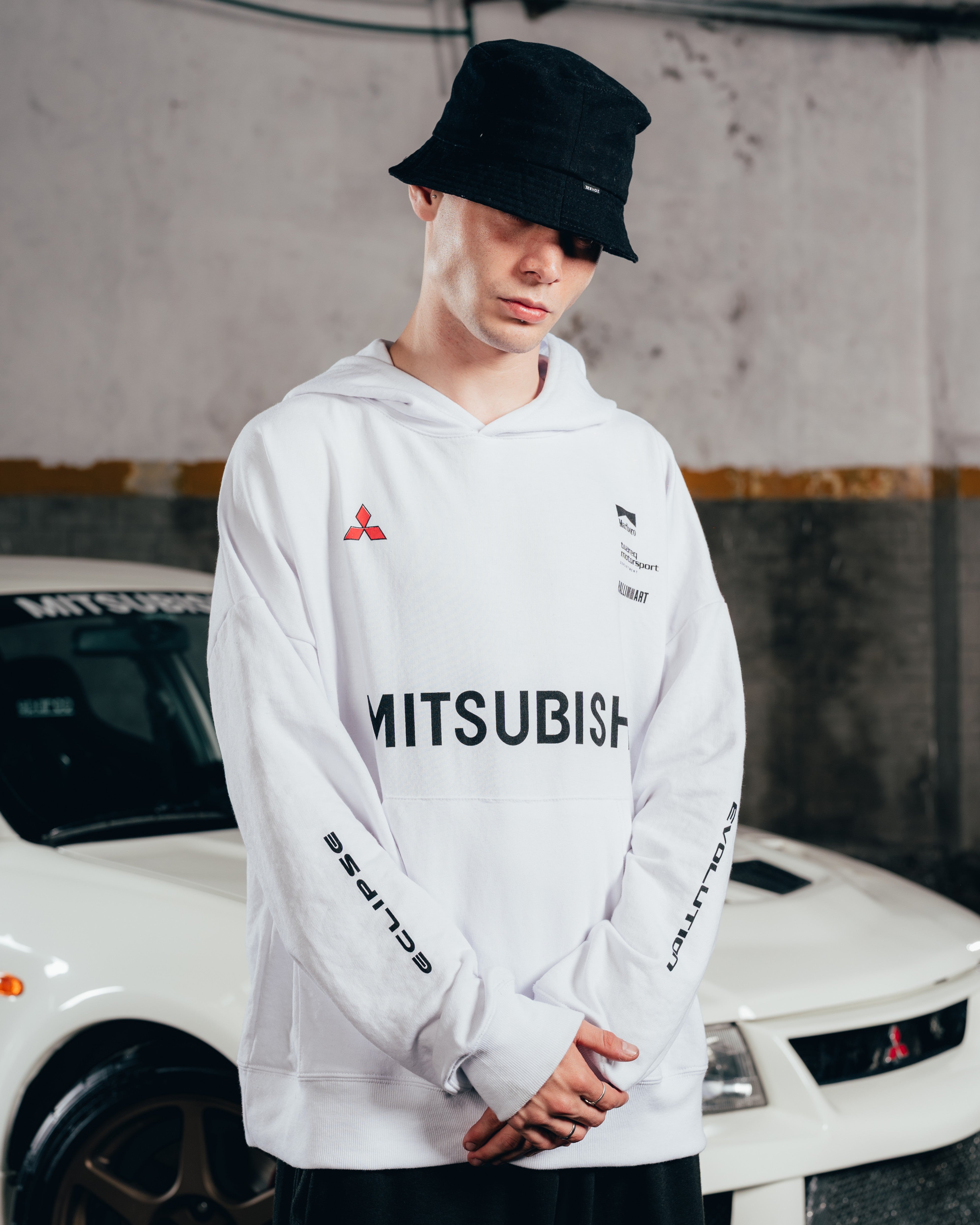HOODIE OVERSIZED [ MITSUBISHI ] MOTORSPORT WHITE