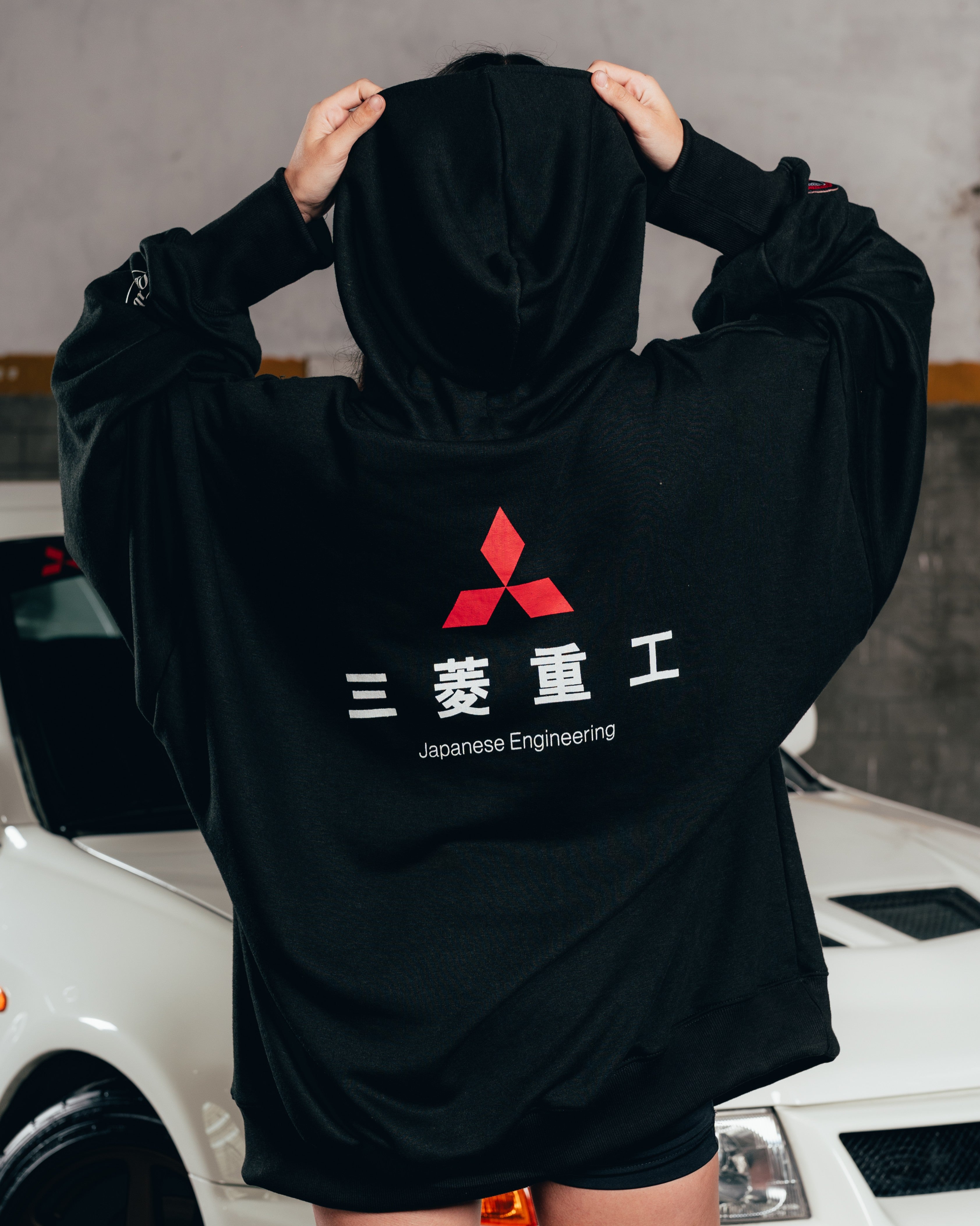 HOODIE MEGAOVERSIZED [ MITSUBISHI ] LOGO BLACK