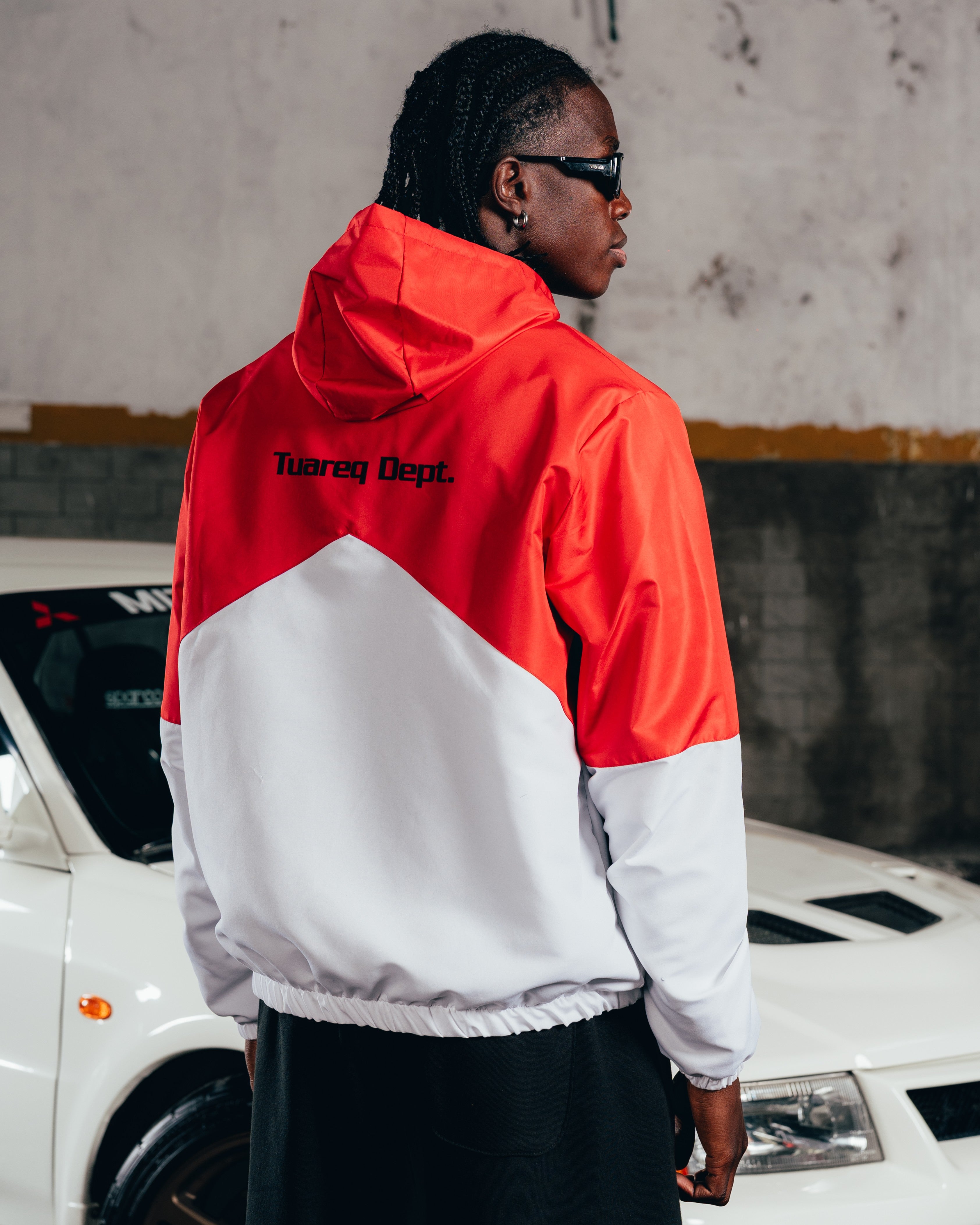 CAMPERA DEPORTIVA ROMPEVIENTO [ MITSUBISHI ] BICOLOR WHITE