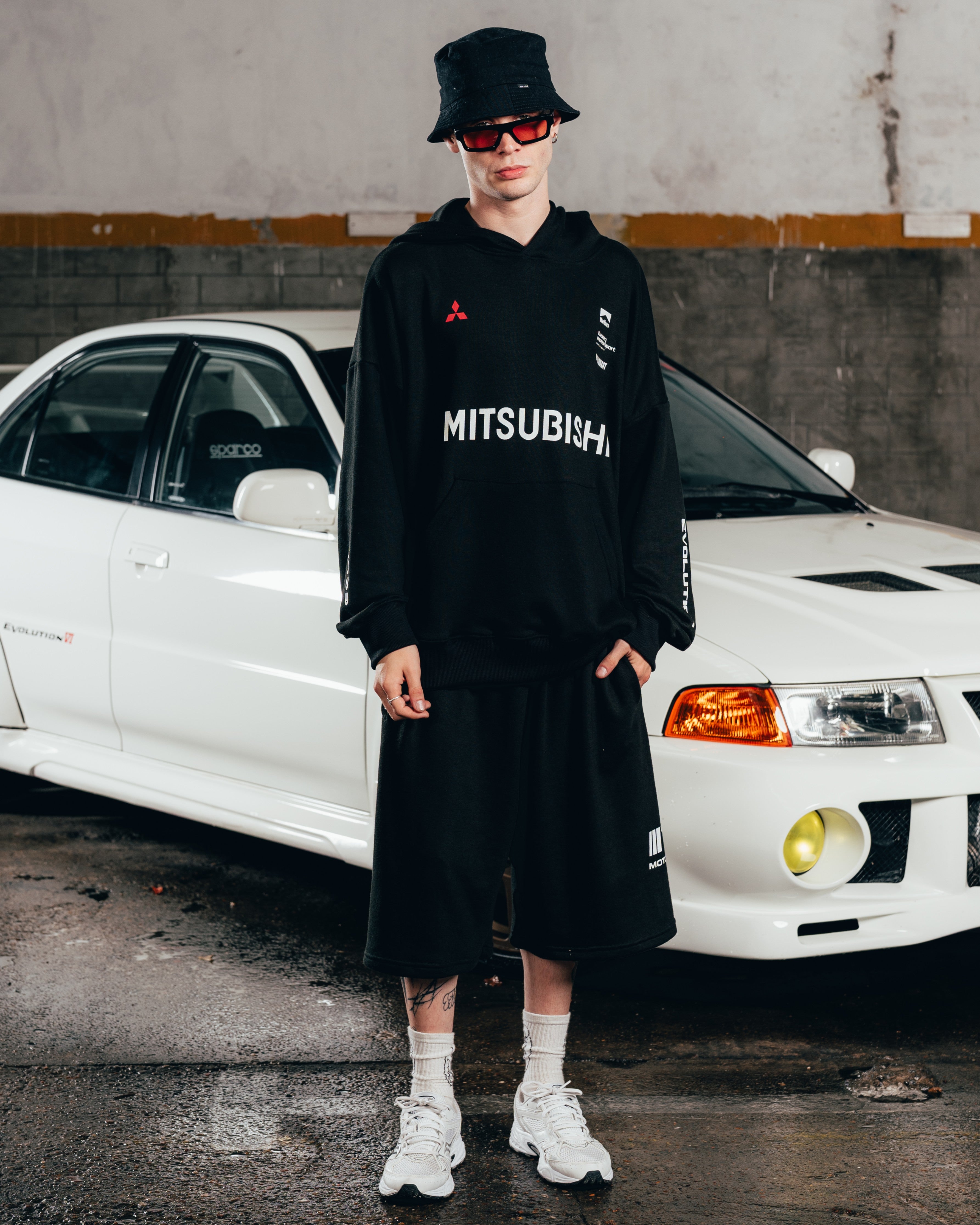 HOODIE OVERSIZED [ MITSUBISHI ] MOTORSPORT BLACK