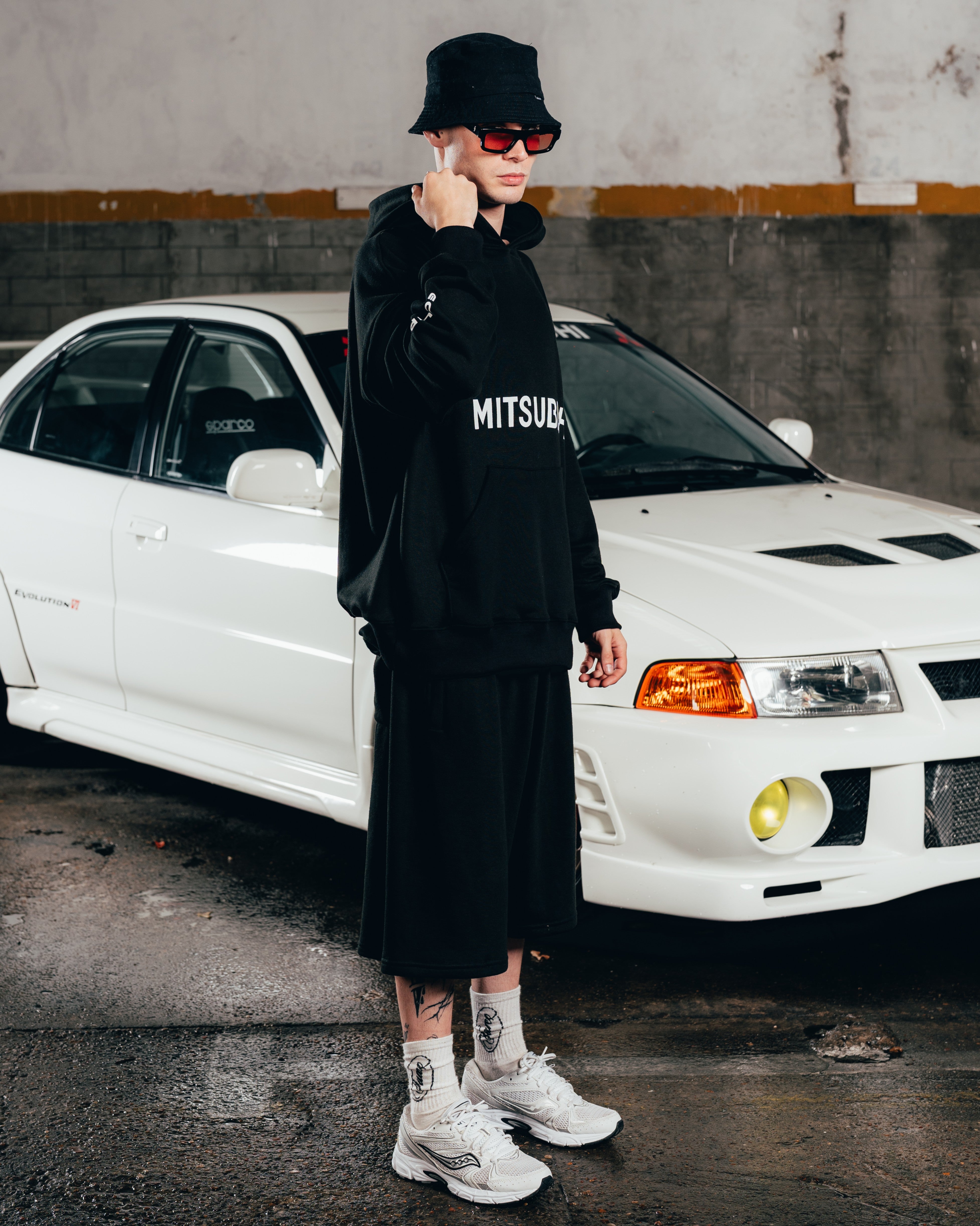HOODIE OVERSIZED [ MITSUBISHI ] MOTORSPORT BLACK