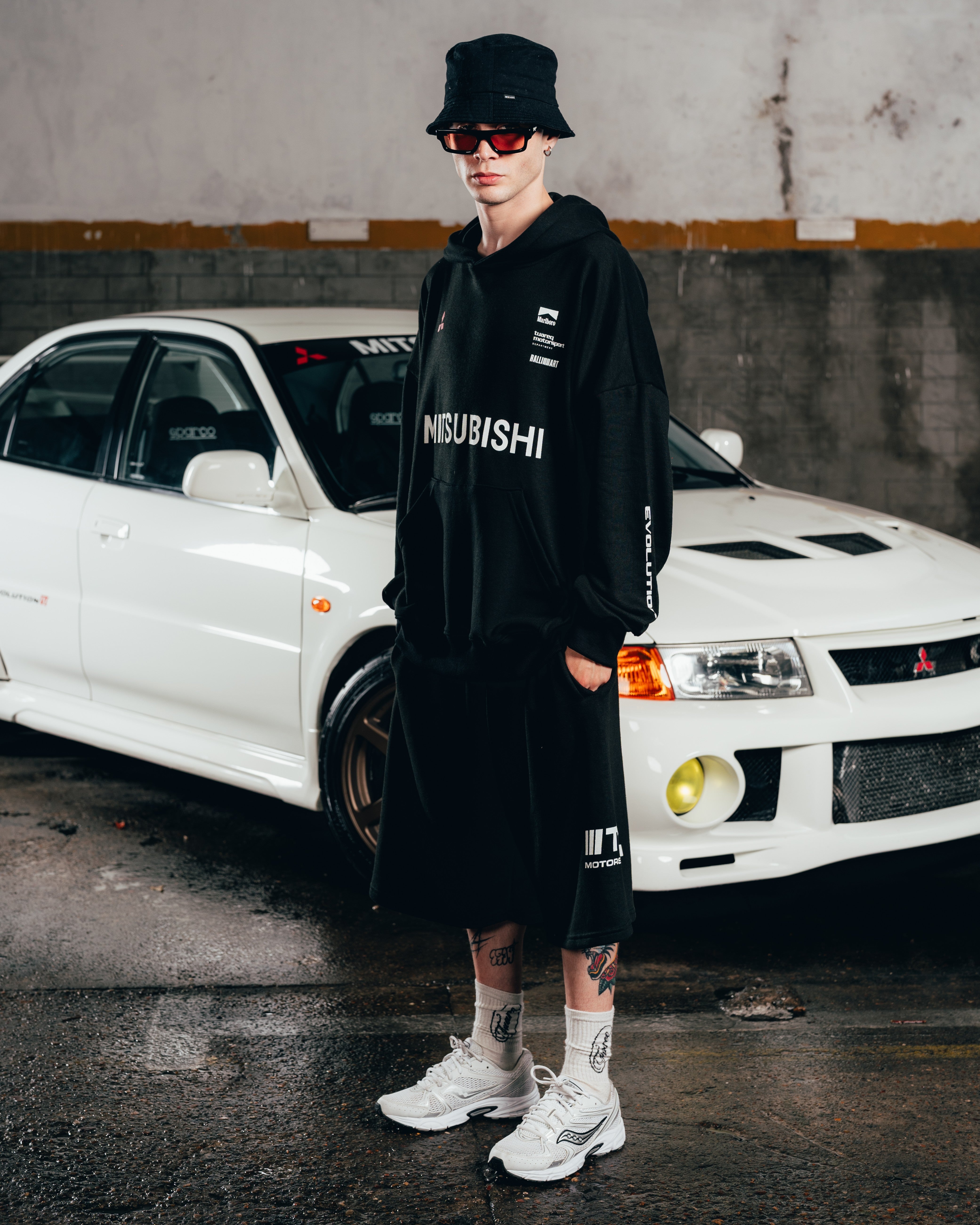 HOODIE OVERSIZED [ MITSUBISHI ] MOTORSPORT BLACK