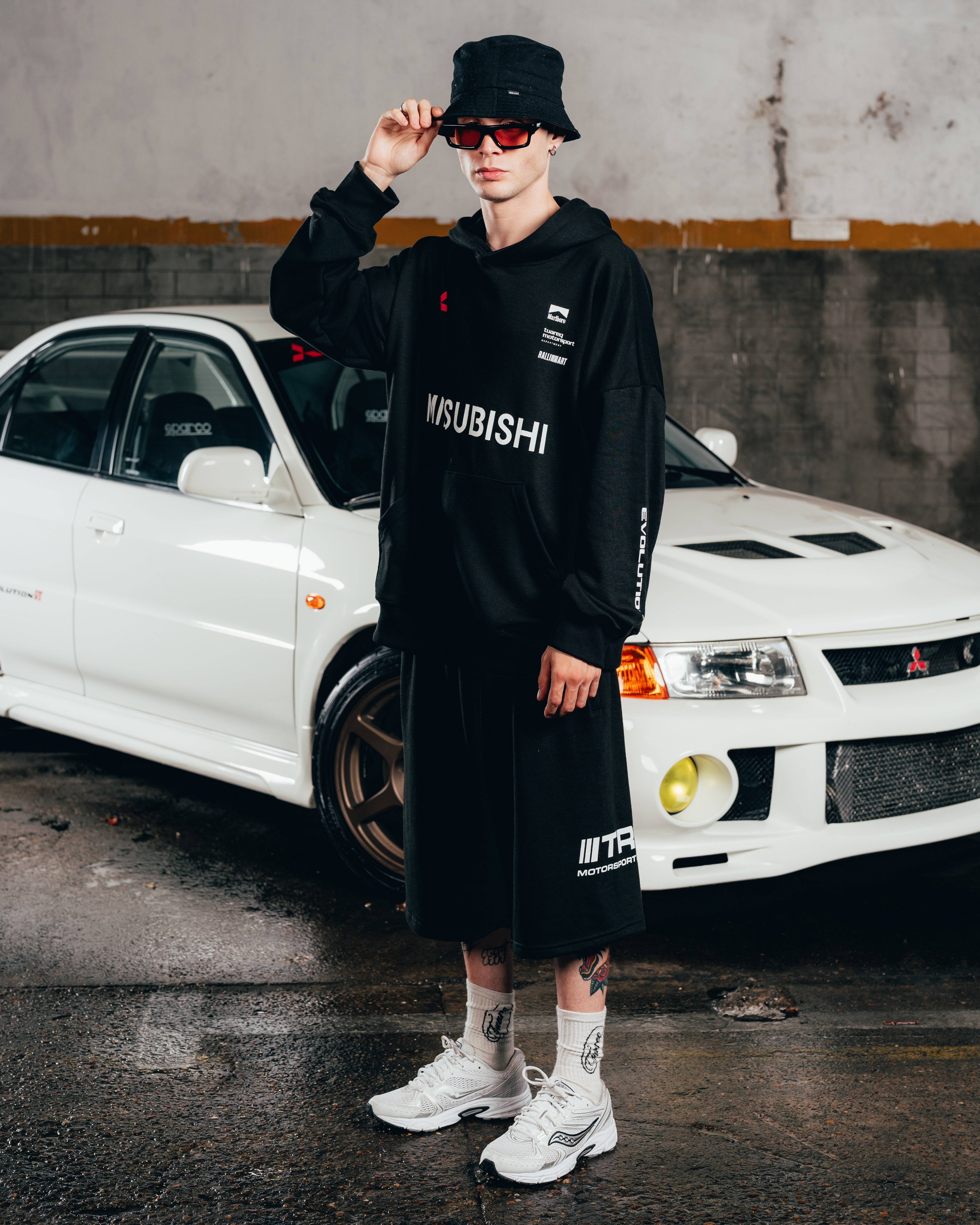 HOODIE OVERSIZED [ MITSUBISHI ] MOTORSPORT BLACK