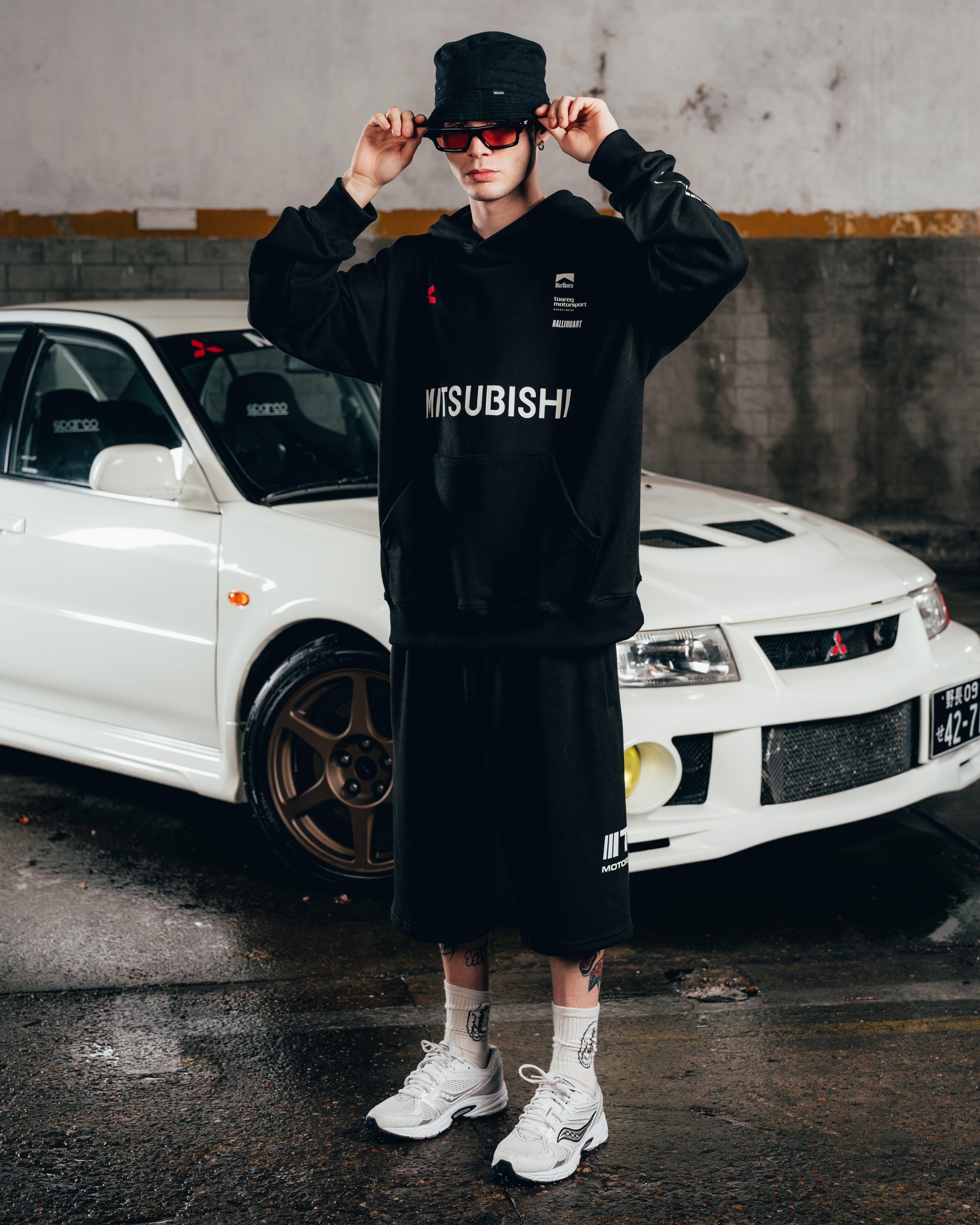 HOODIE OVERSIZED [ MITSUBISHI ] MOTORSPORT BLACK