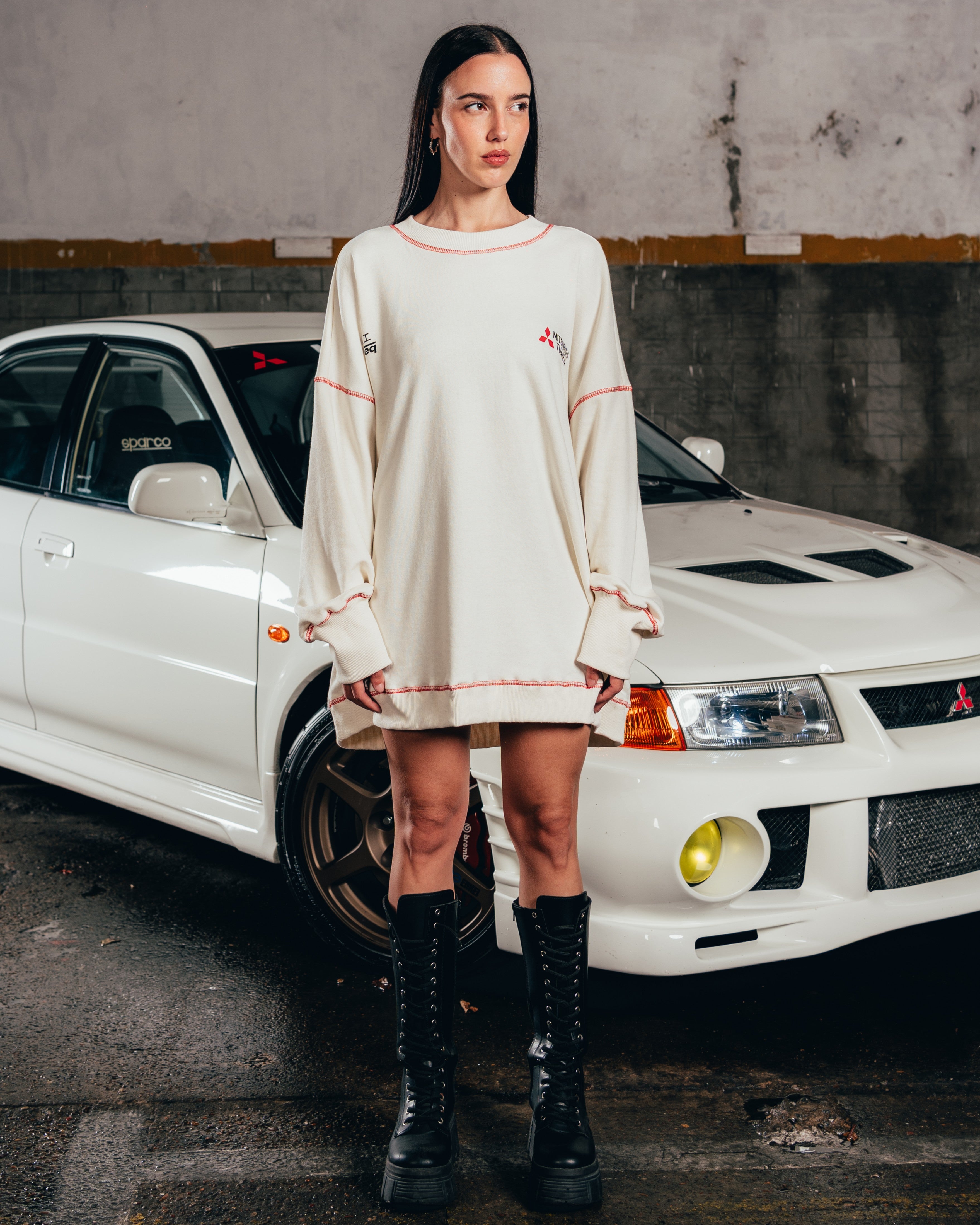 CREWNECK [ MITSUBISHI ] COSTURA WHITE