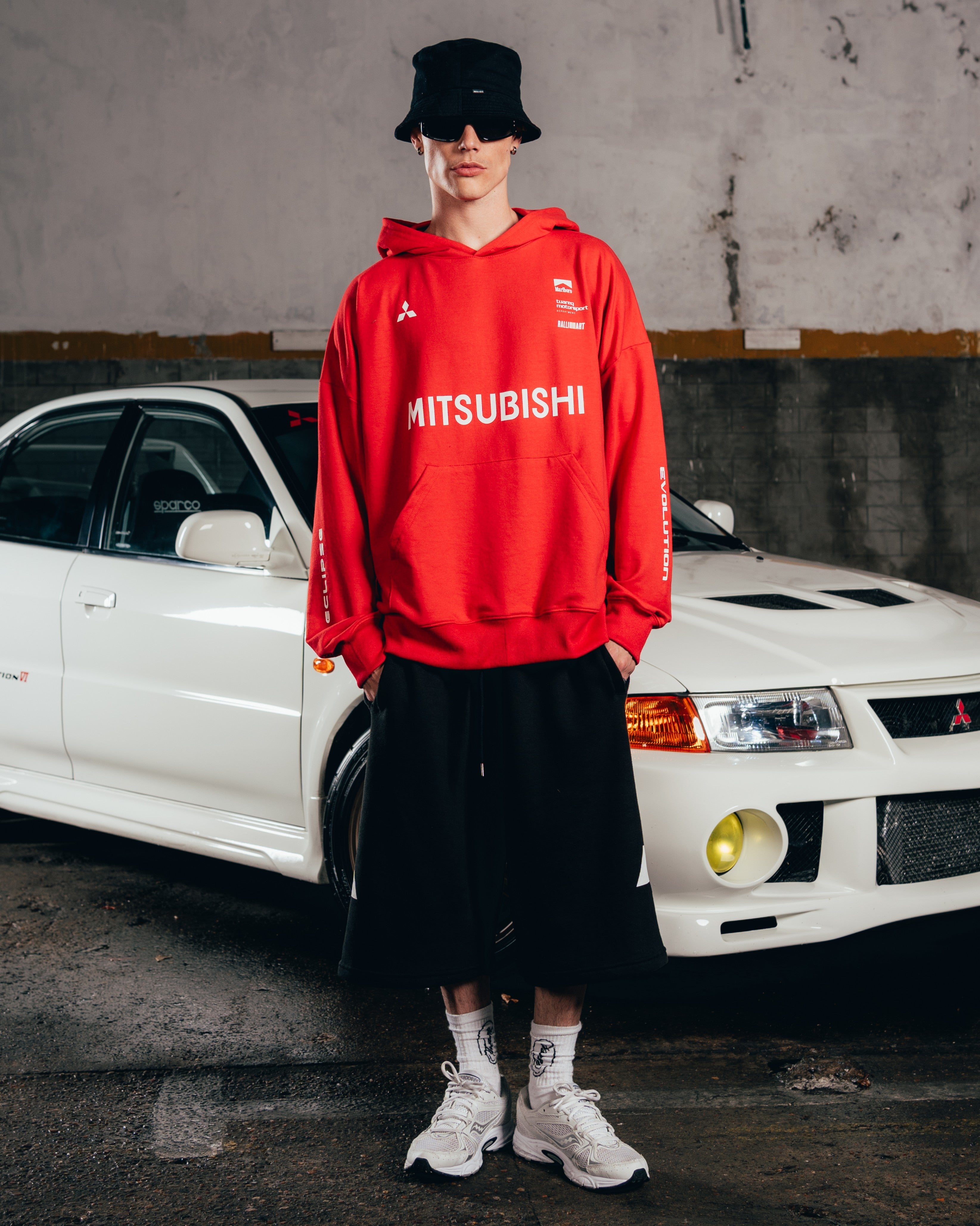 HOODIE OVERSIZED [ MITSUBISHI ] MOTORSPORT RED