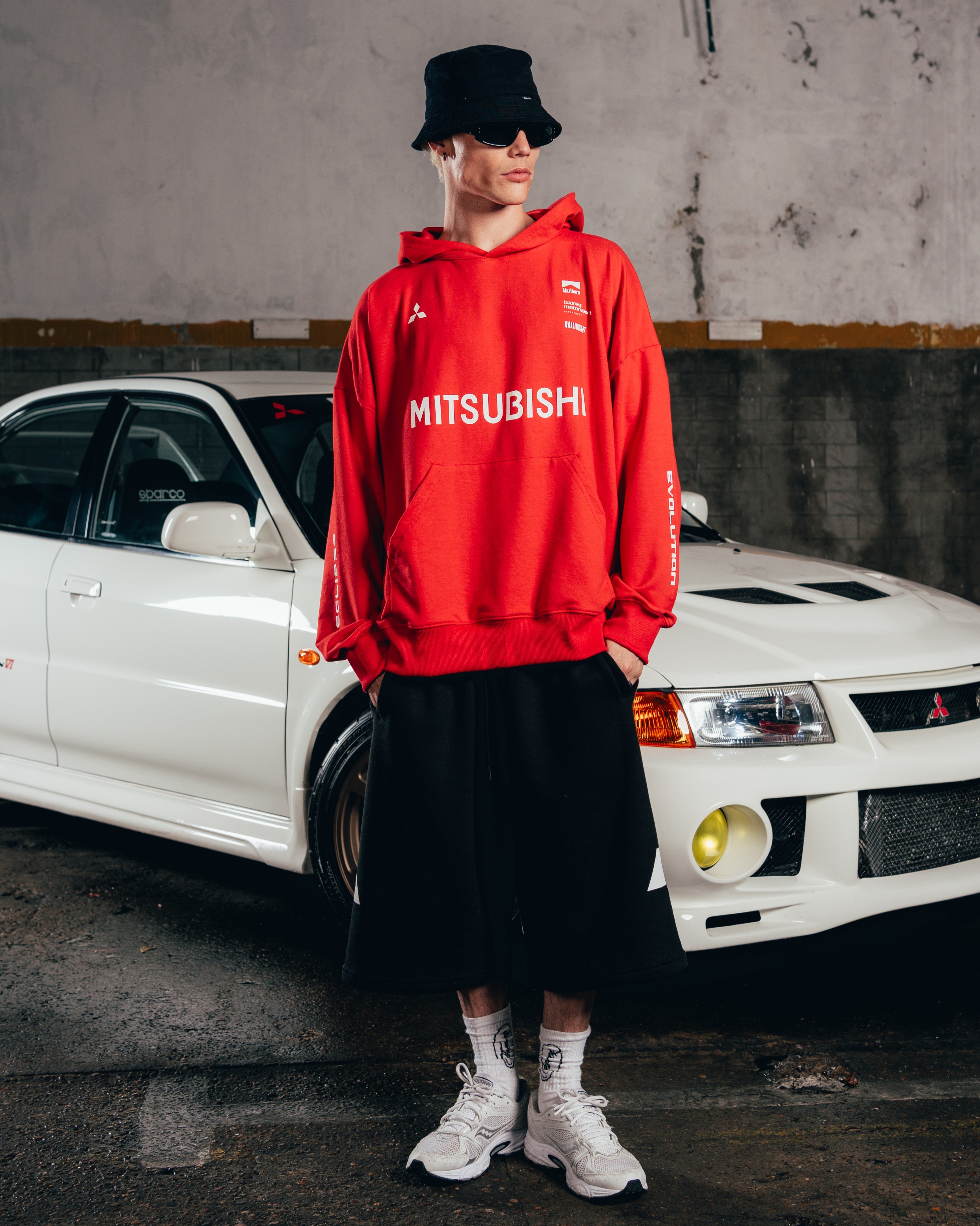 HOODIE OVERSIZED [ MITSUBISHI ] MOTORSPORT RED