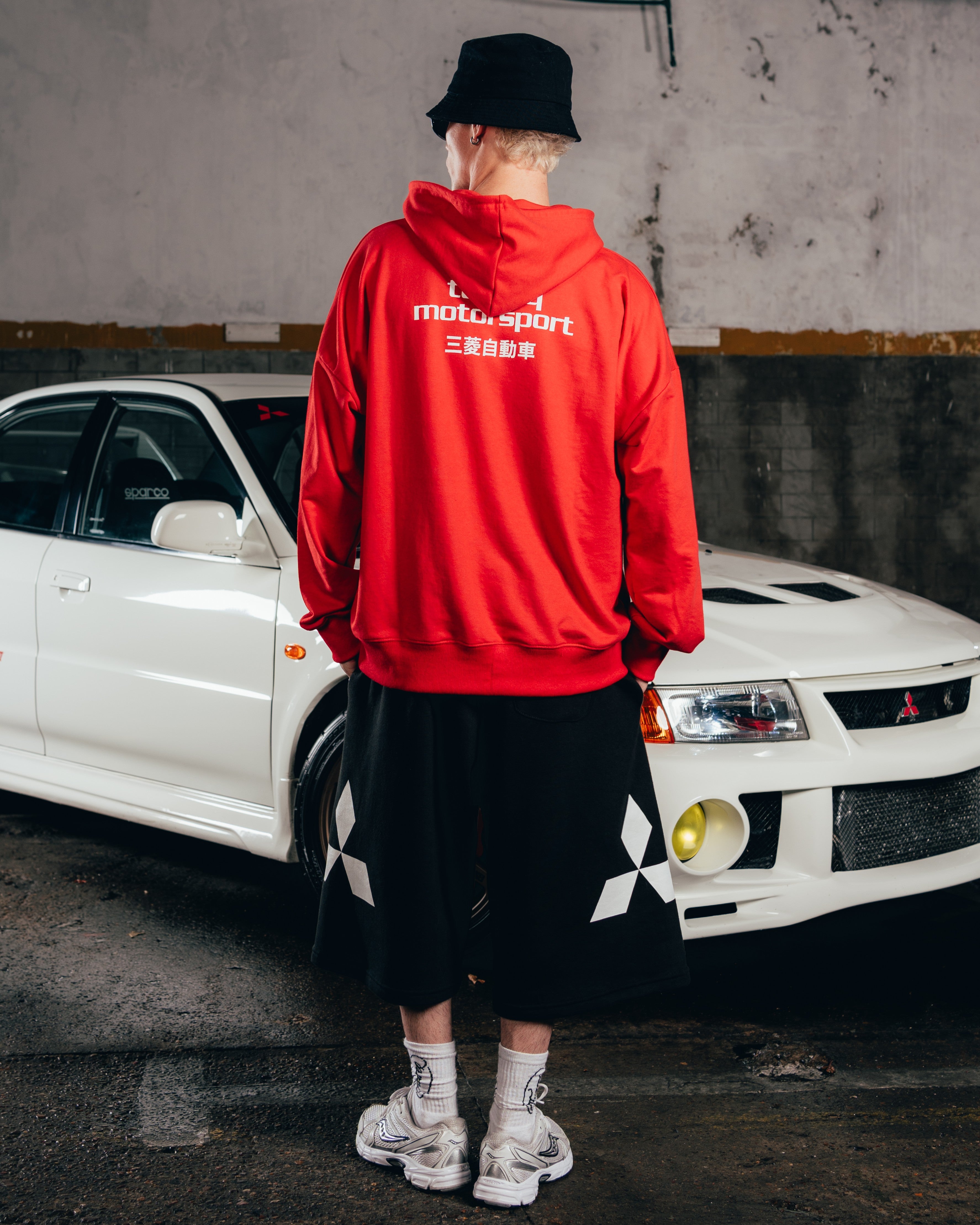 HOODIE OVERSIZED [ MITSUBISHI ] MOTORSPORT RED