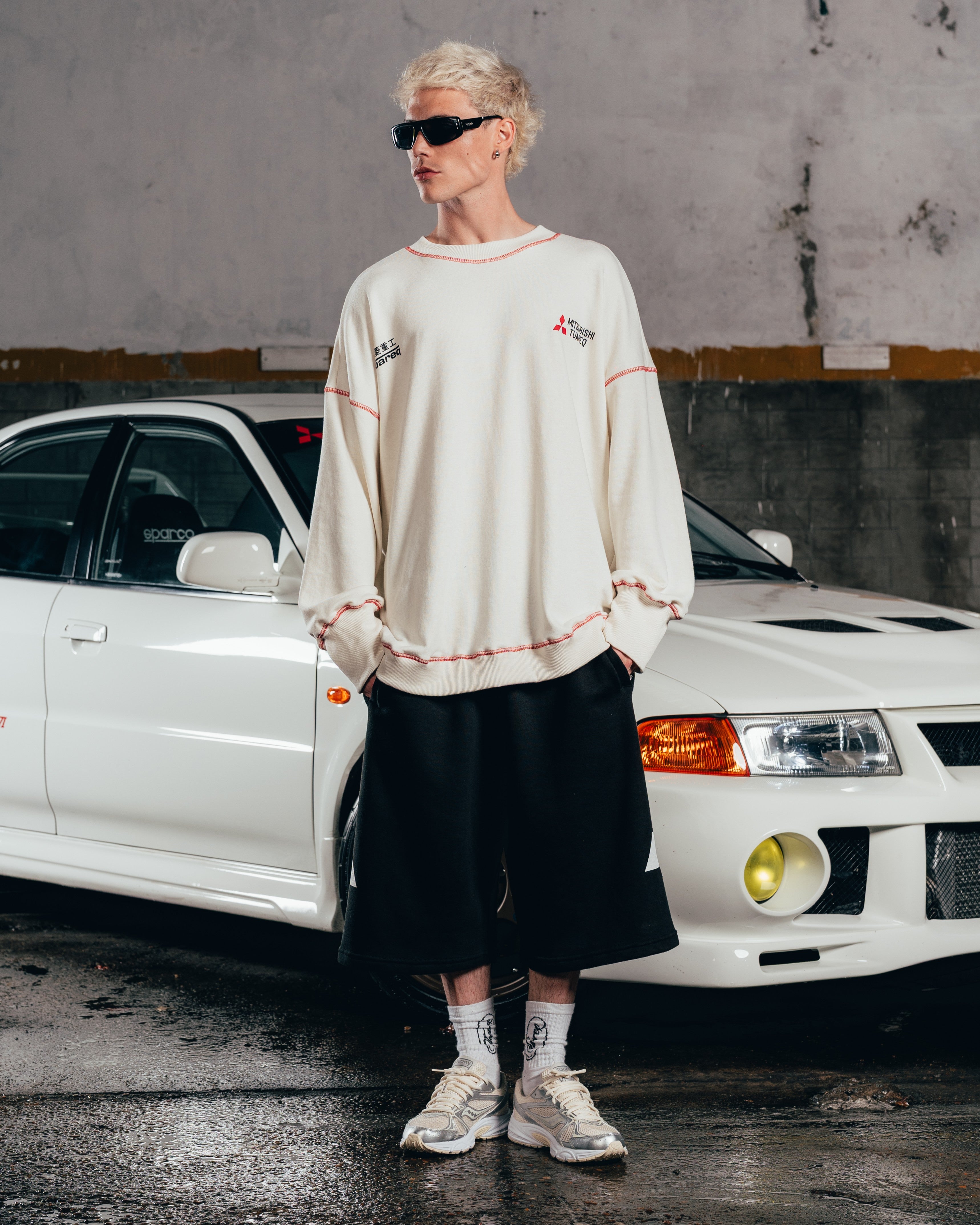CREWNECK [ MITSUBISHI ] COSTURA WHITE