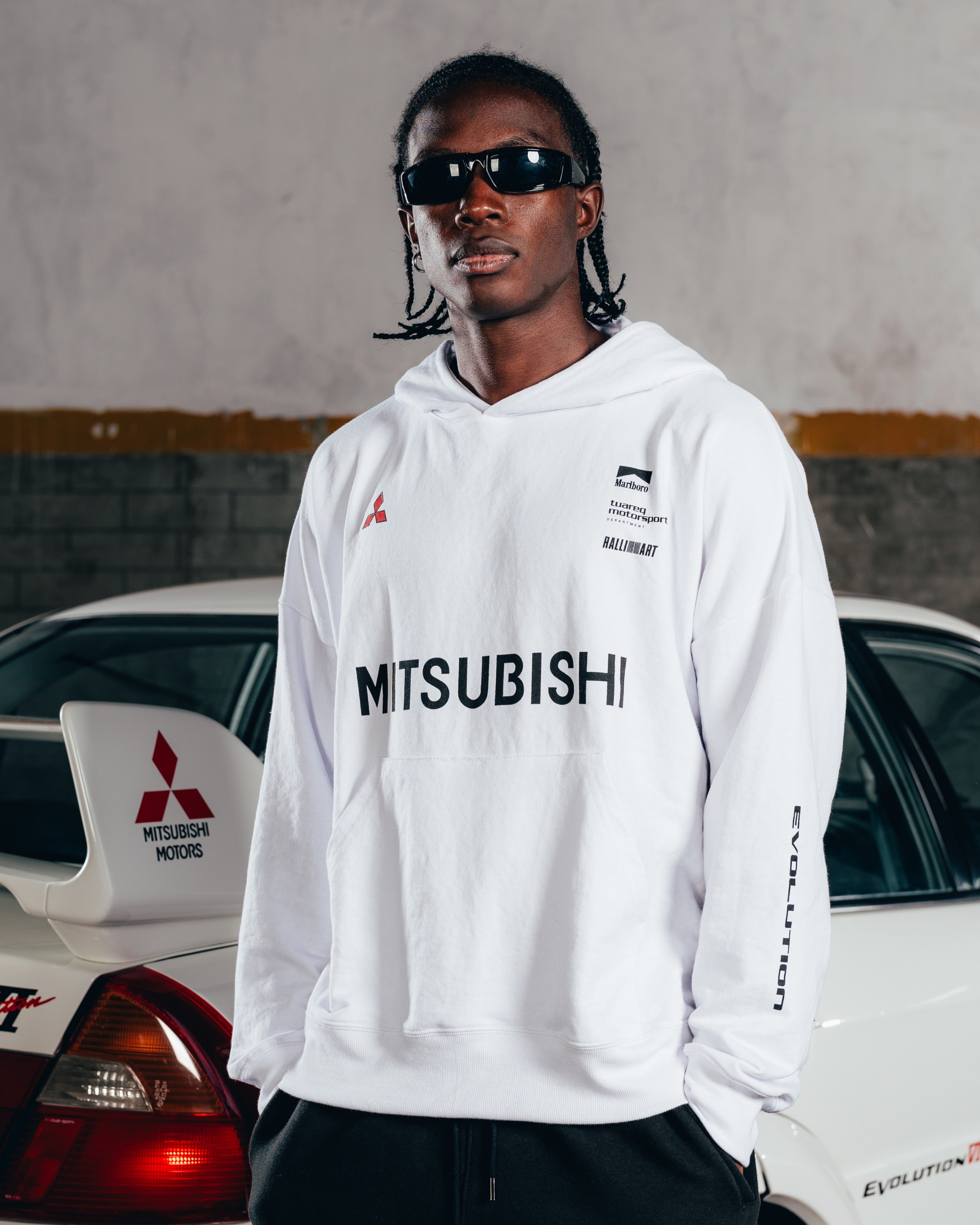HOODIE OVERSIZED [ MITSUBISHI ] MOTORSPORT WHITE