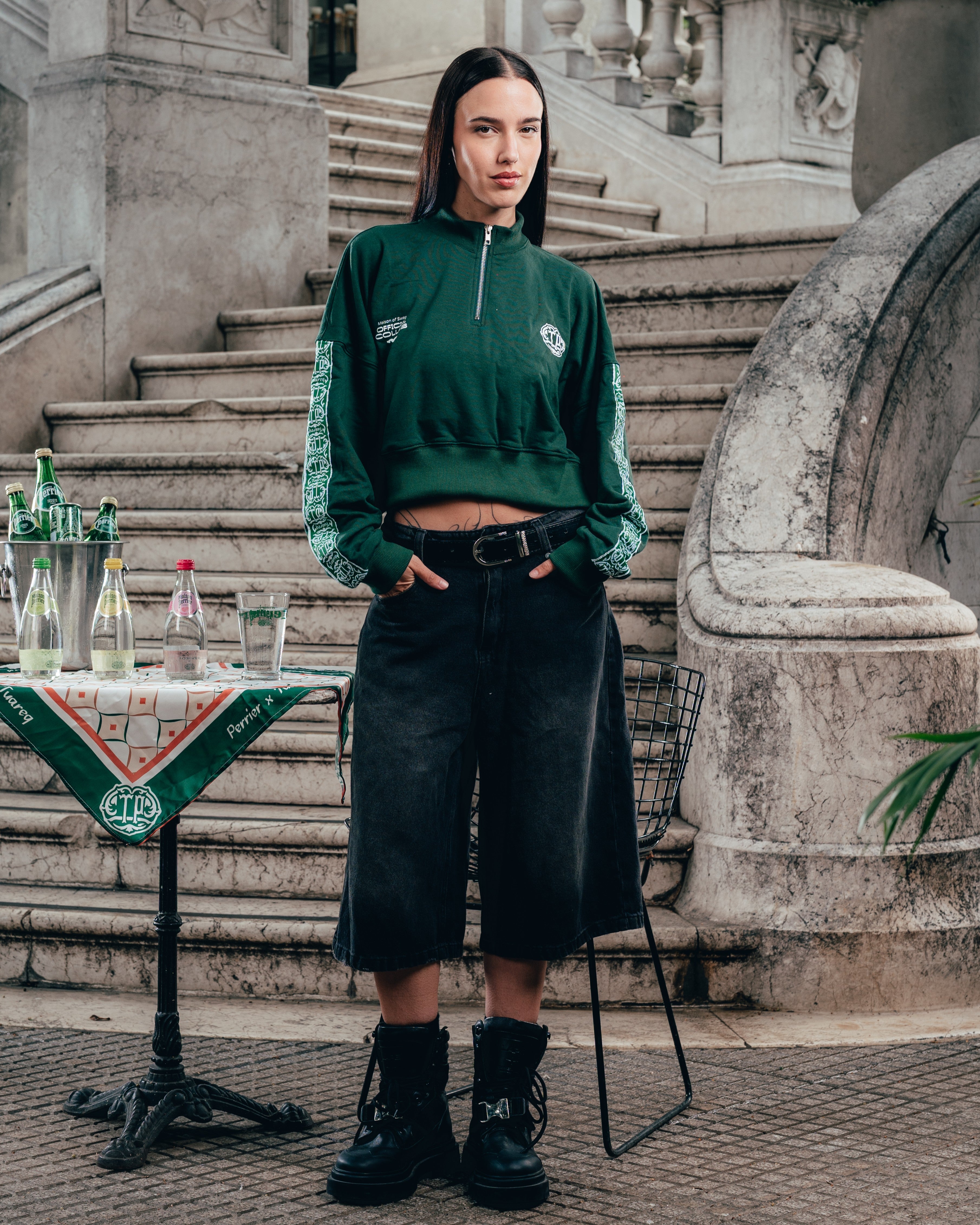 CROP MANGA LARGA [ PERRIER ] GALON GREEN