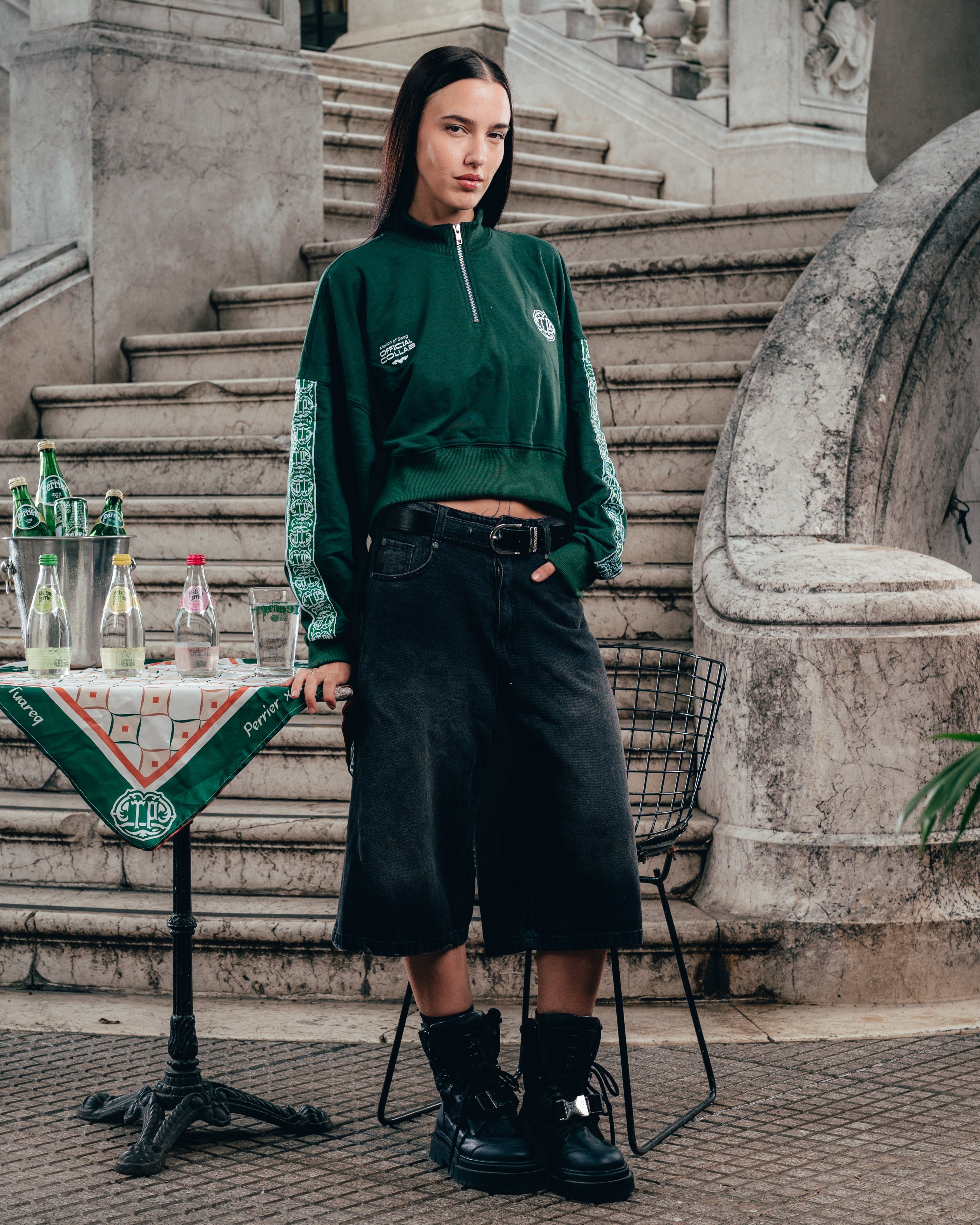 CROP MANGA LARGA [ PERRIER ] GALON GREEN