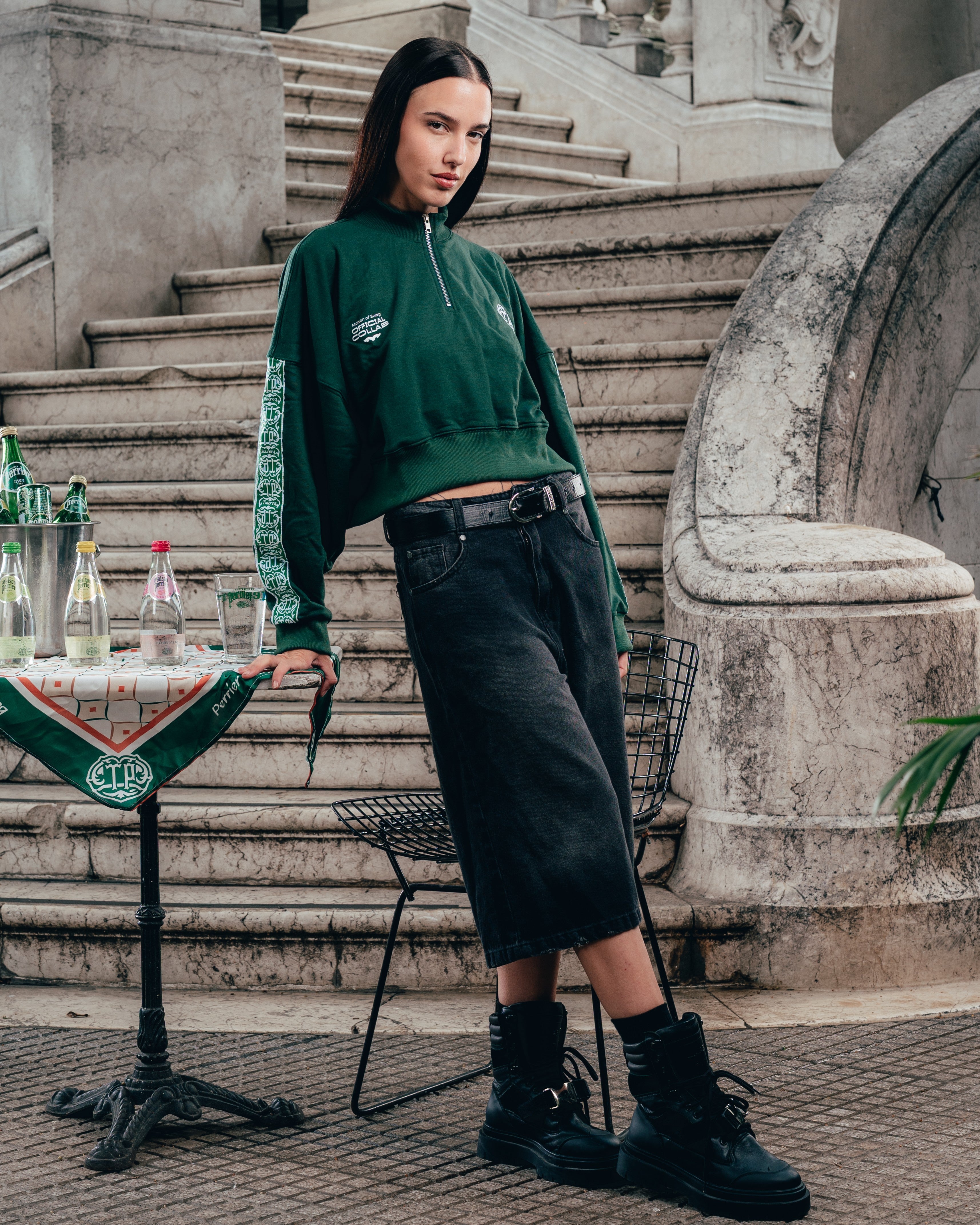 CROP MANGA LARGA [ PERRIER ] GALON GREEN