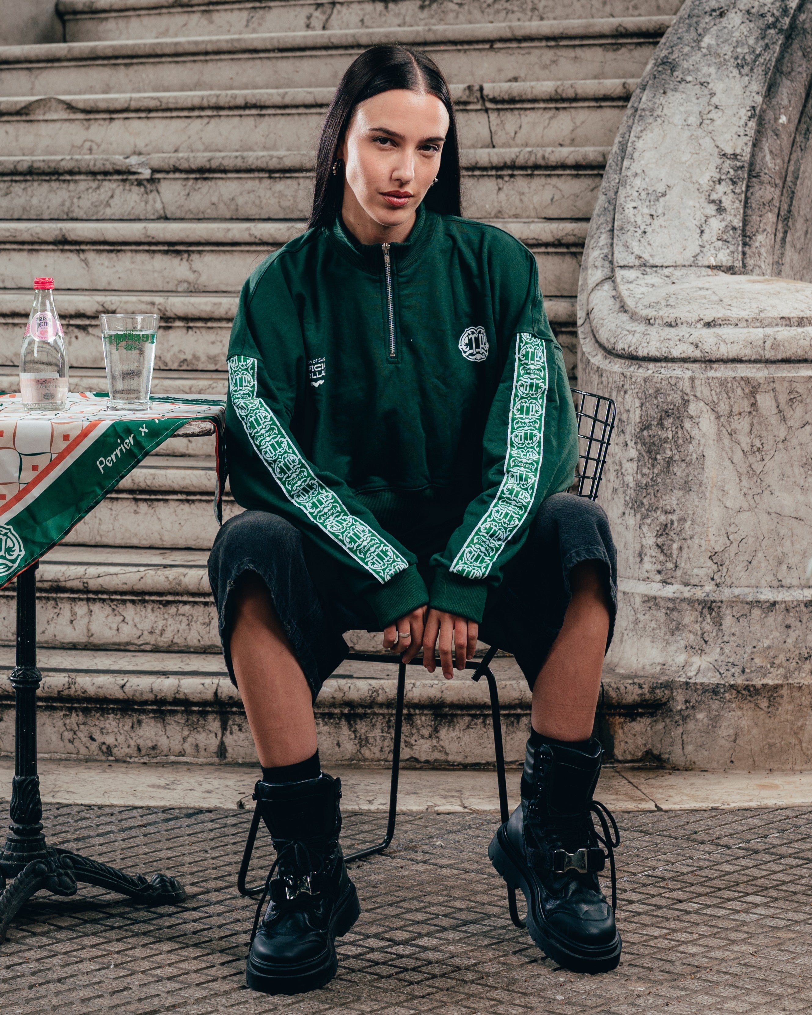 CROP MANGA LARGA [ PERRIER ] GALON GREEN