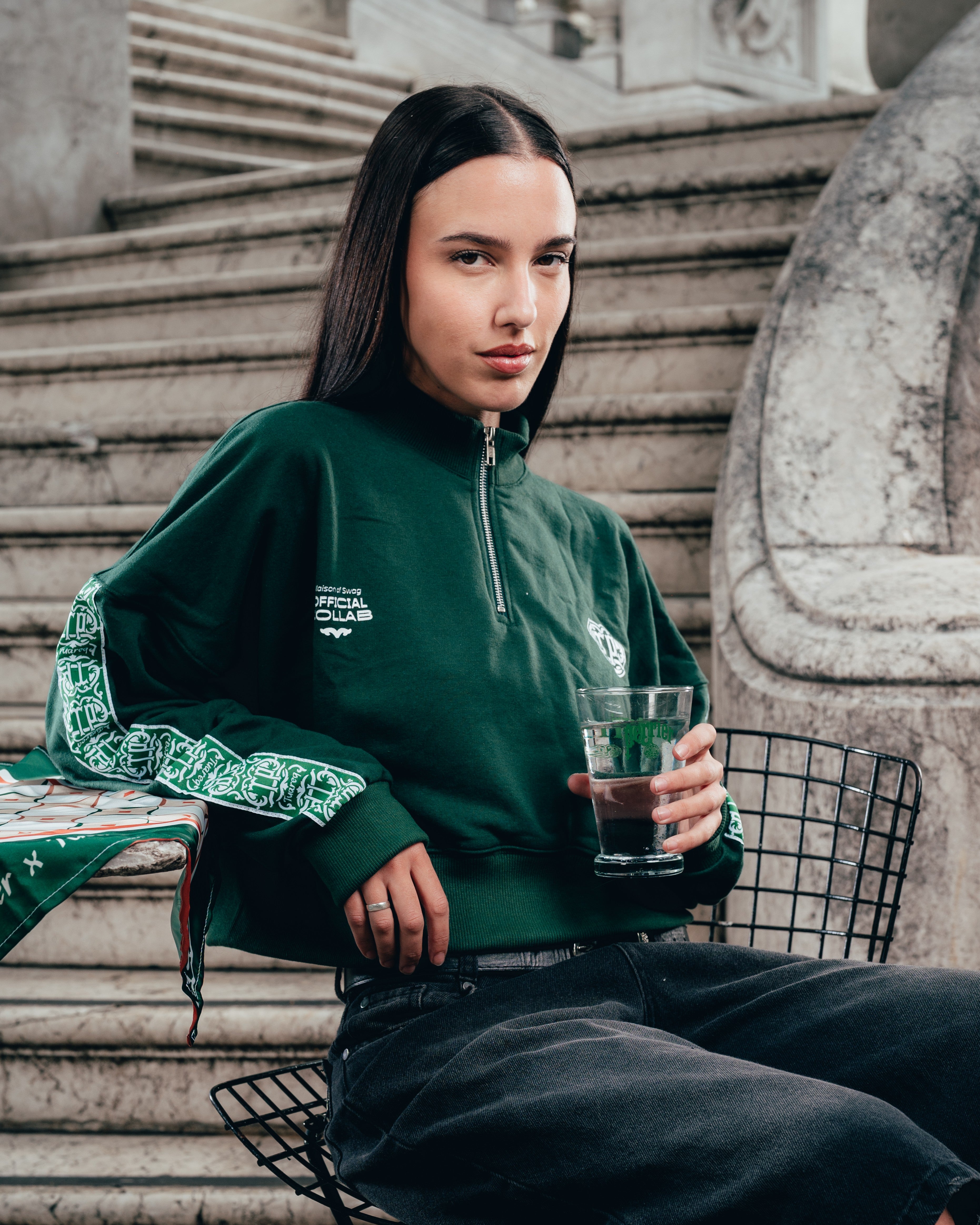 CROP MANGA LARGA [ PERRIER ] GALON GREEN