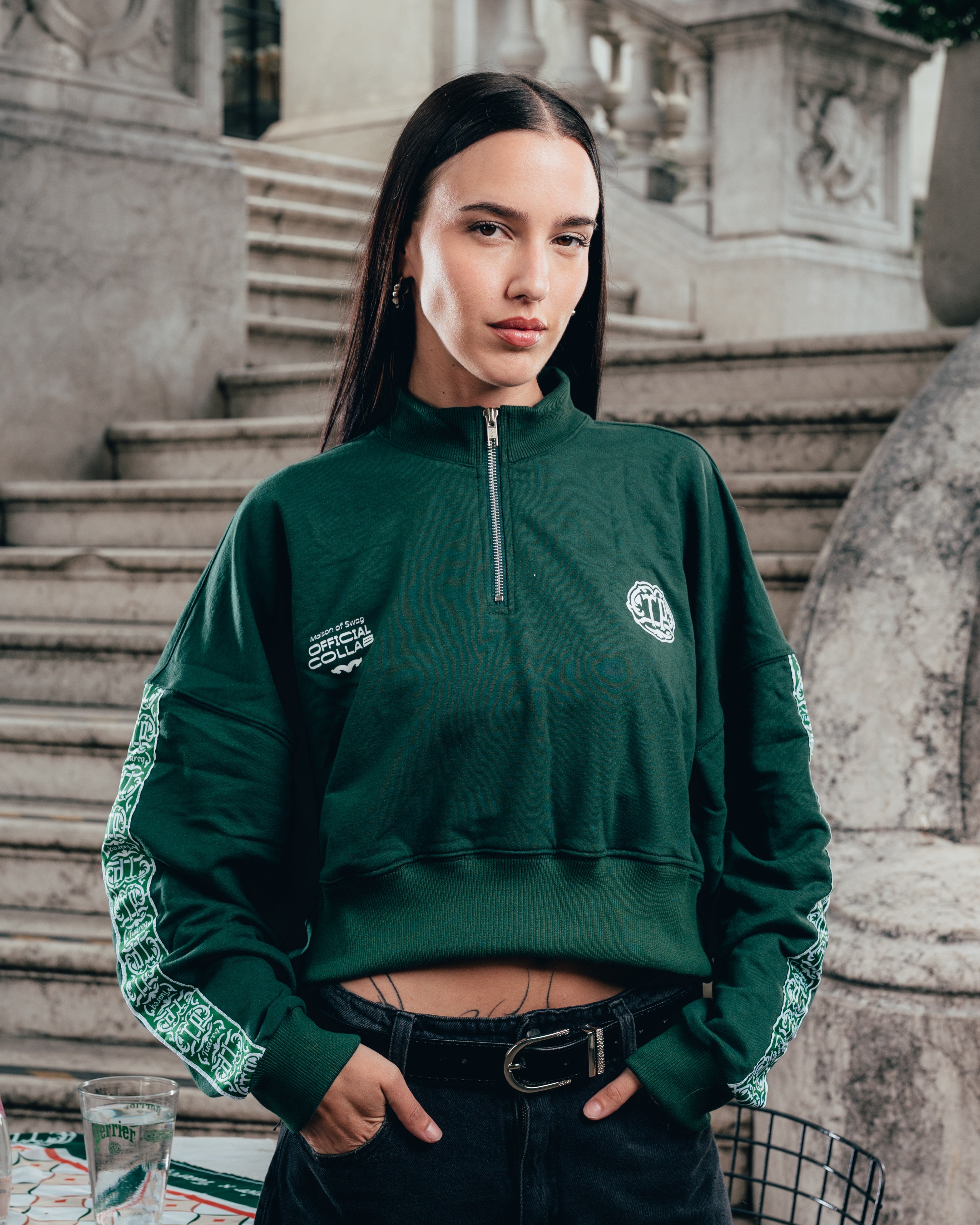 CROP MANGA LARGA [ PERRIER ] GALON GREEN