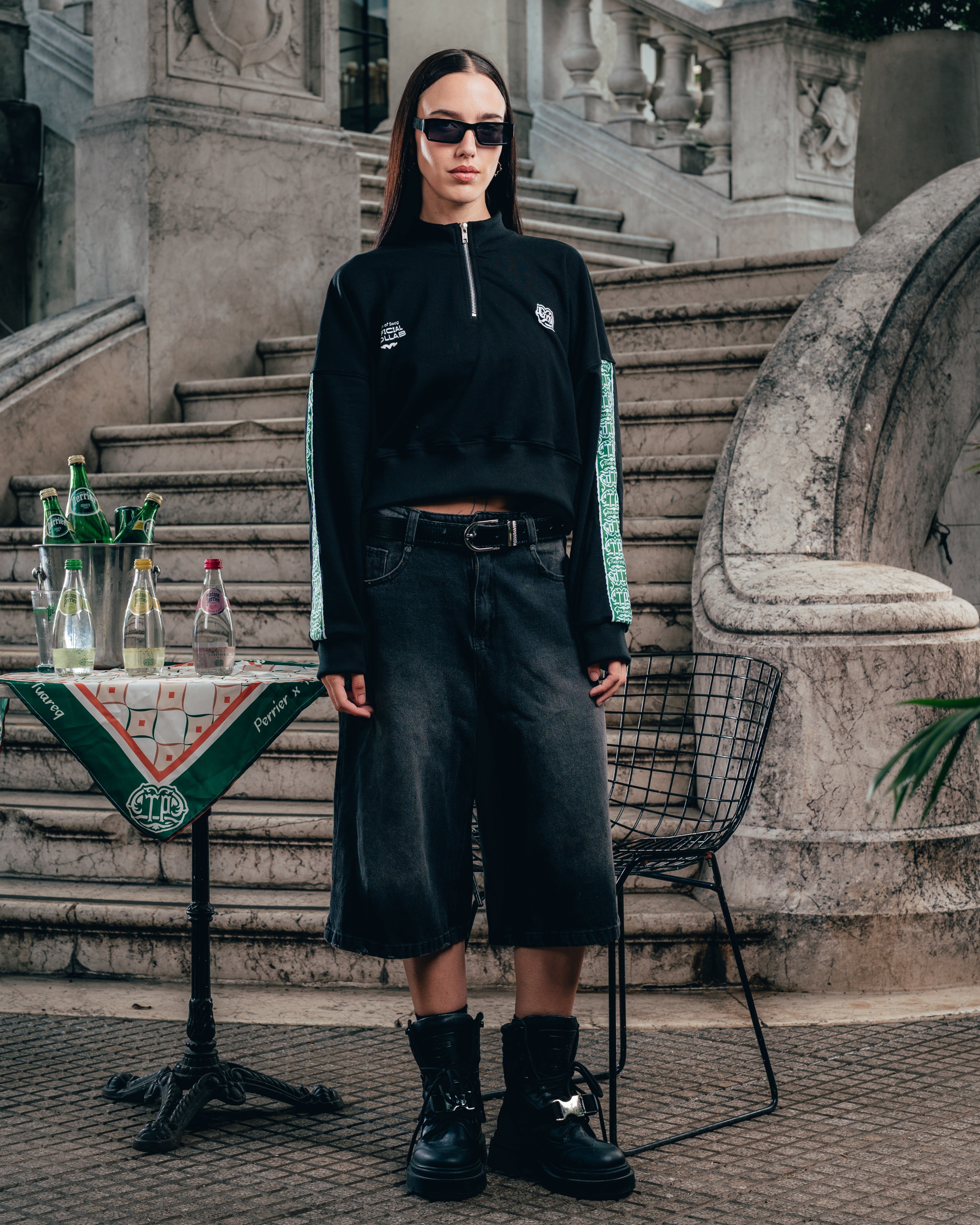 CROP MANGA LARGA [ PERRIER ] GALON BLACK