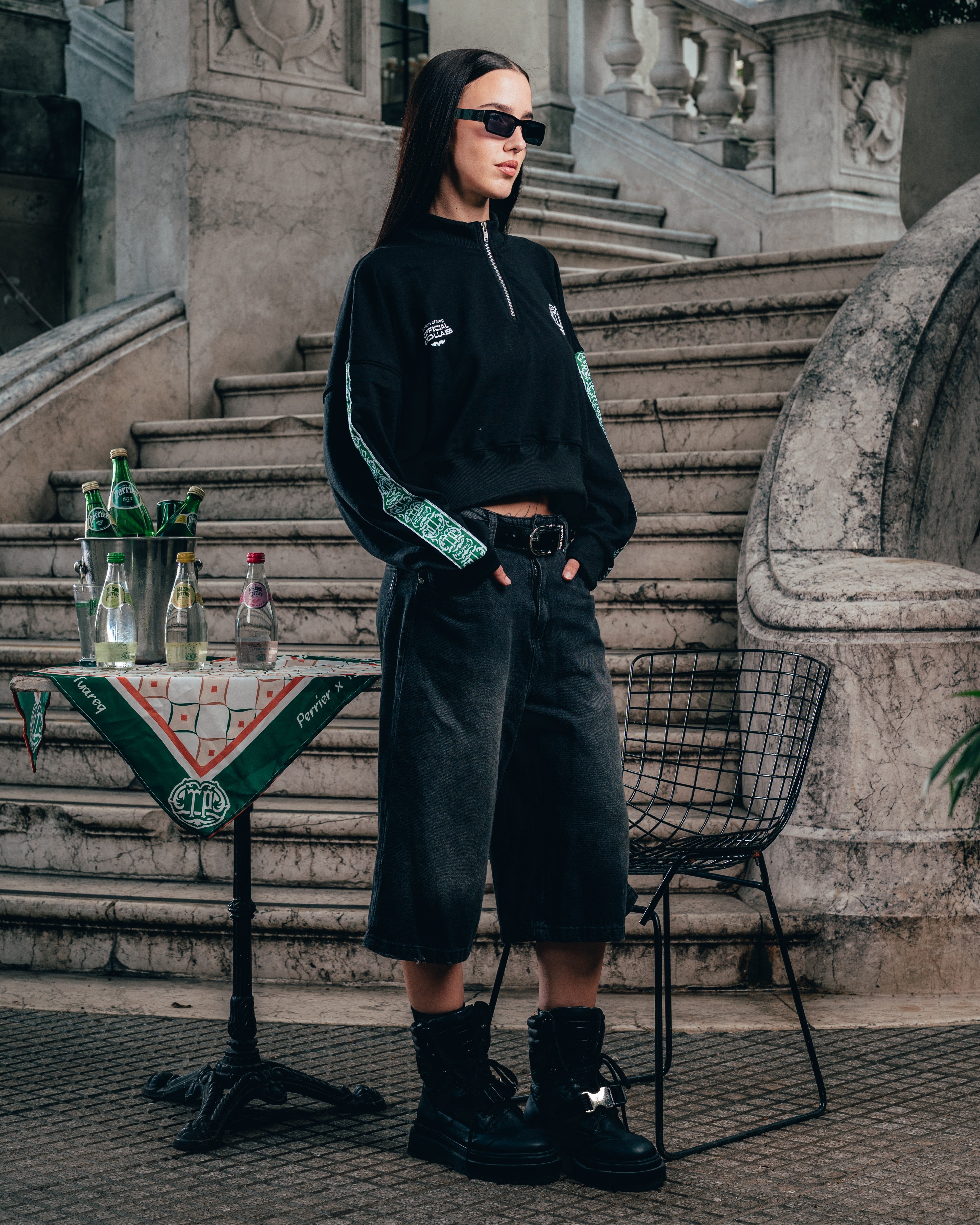 CROP MANGA LARGA [ PERRIER ] GALON BLACK