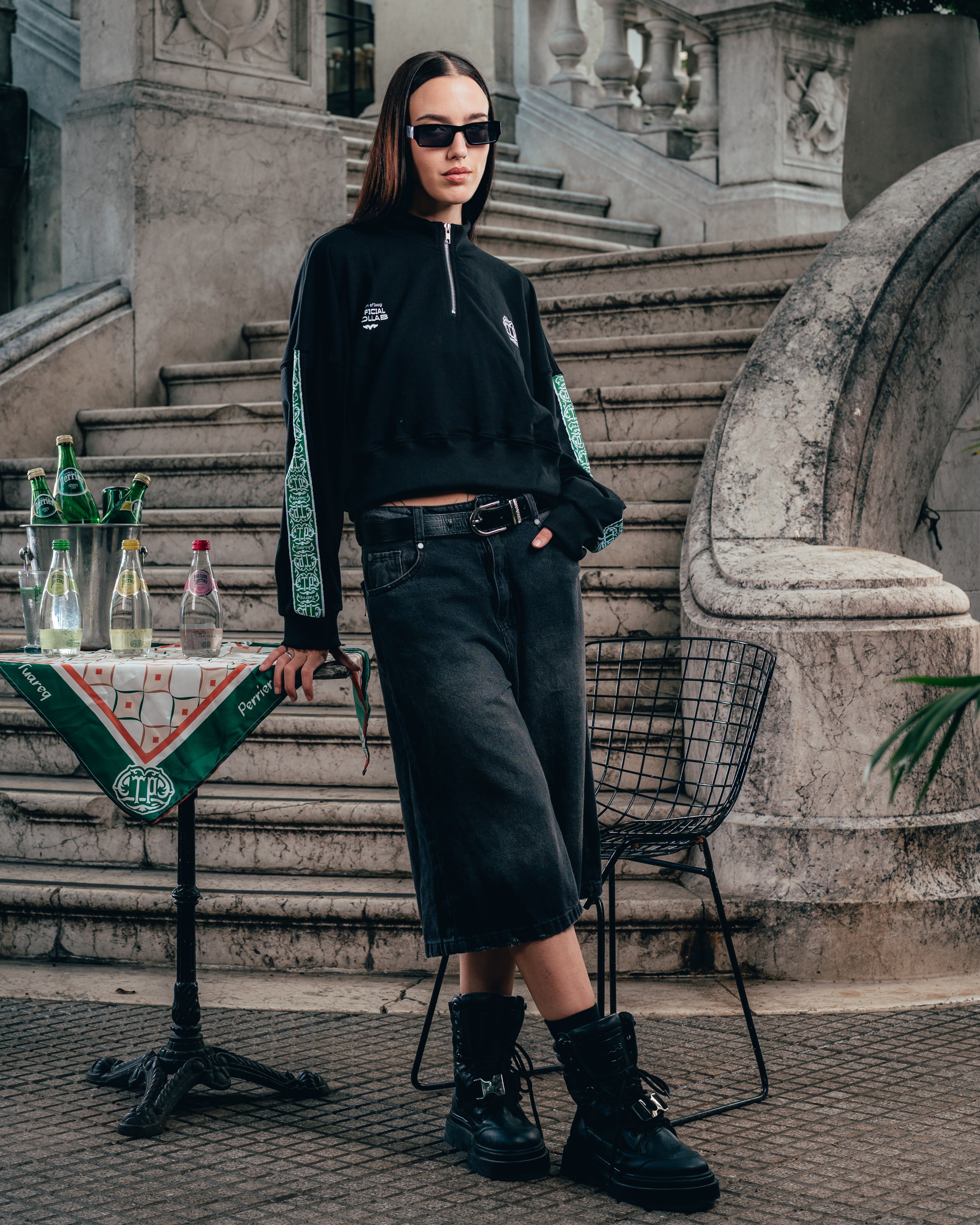 CROP MANGA LARGA [ PERRIER ] GALON BLACK