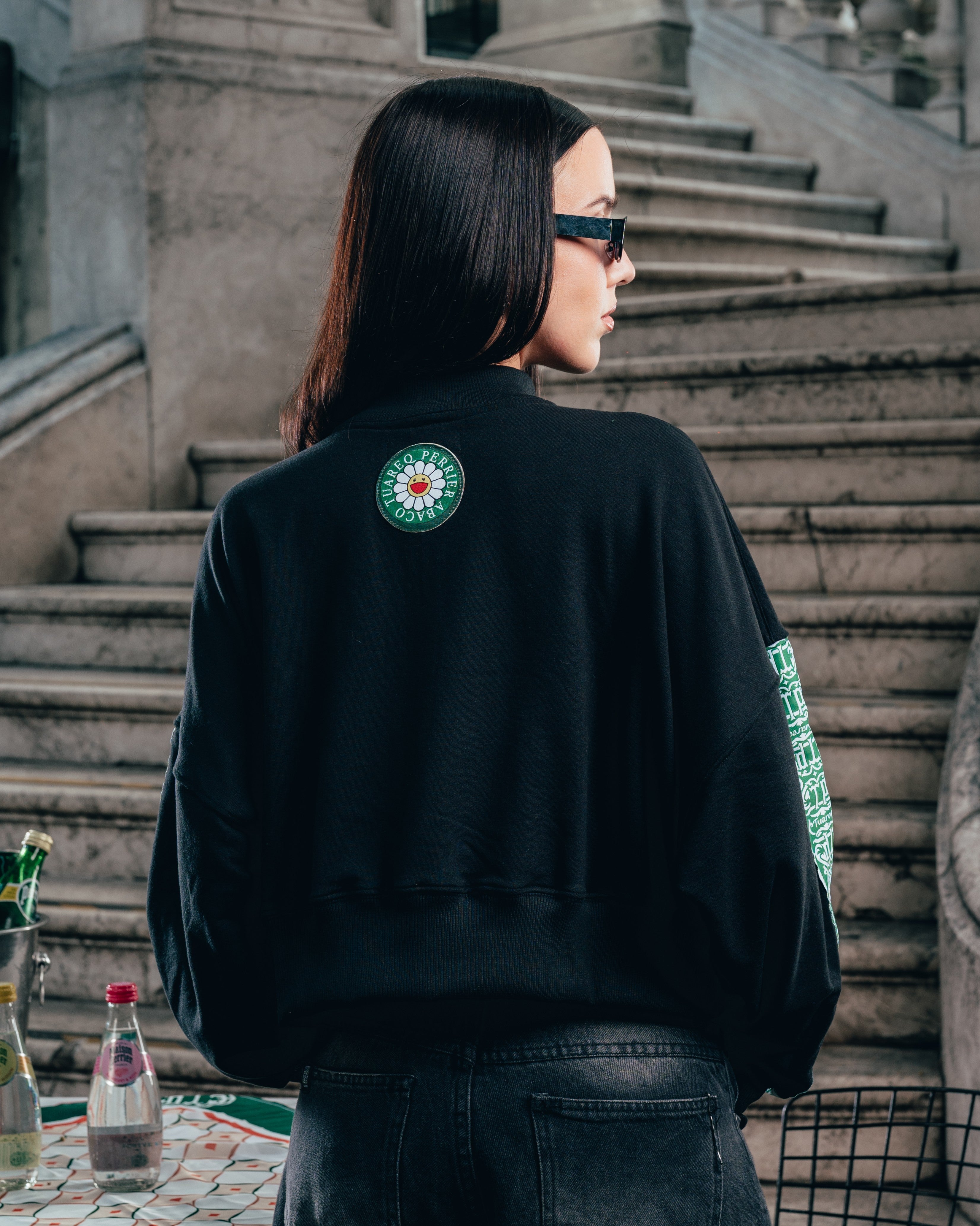 CROP MANGA LARGA [ PERRIER ] GALON BLACK