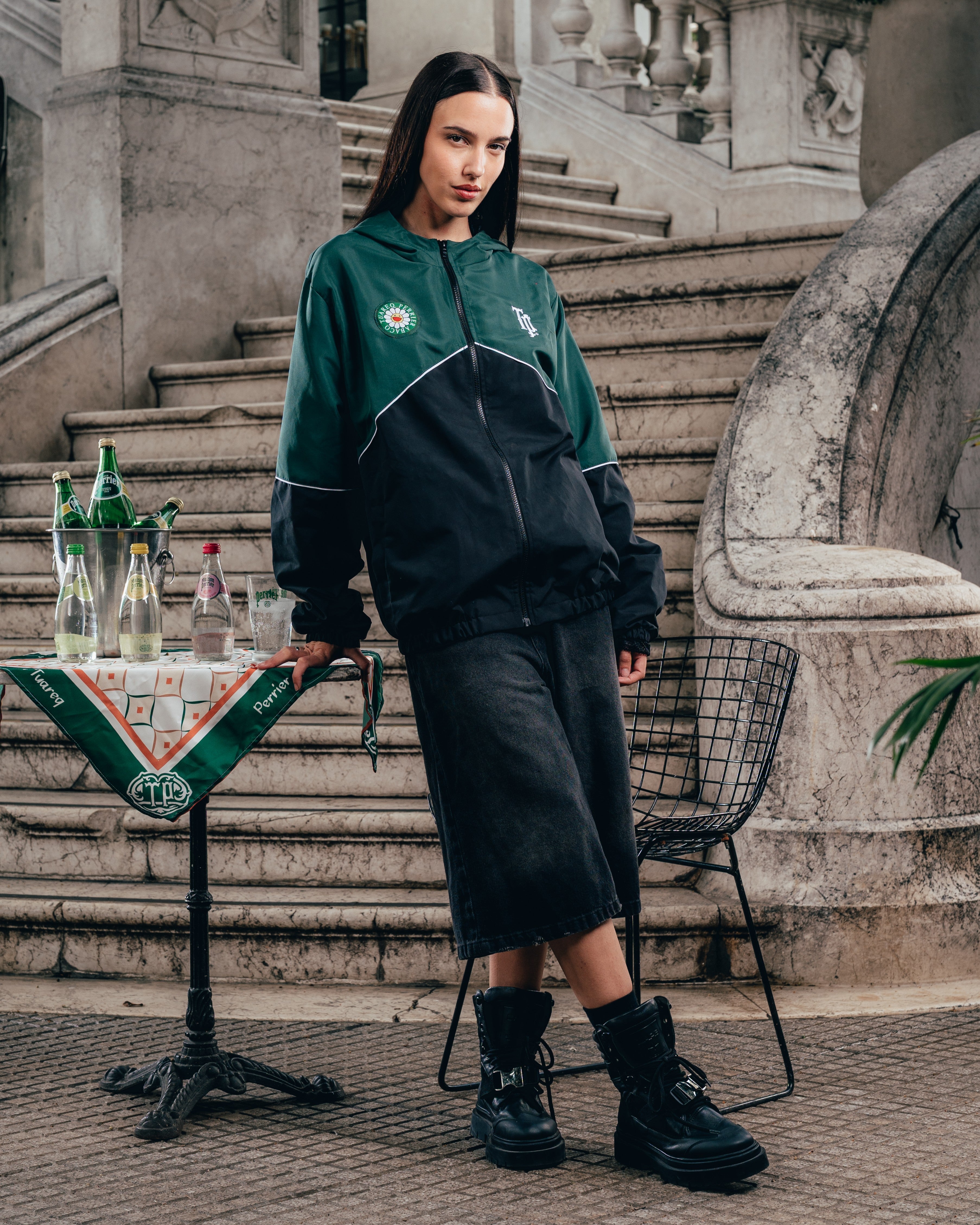 CAMPERA DEPORTIVA ROMPEVIENTO [ PERRIER ] BICOLOR GREEN