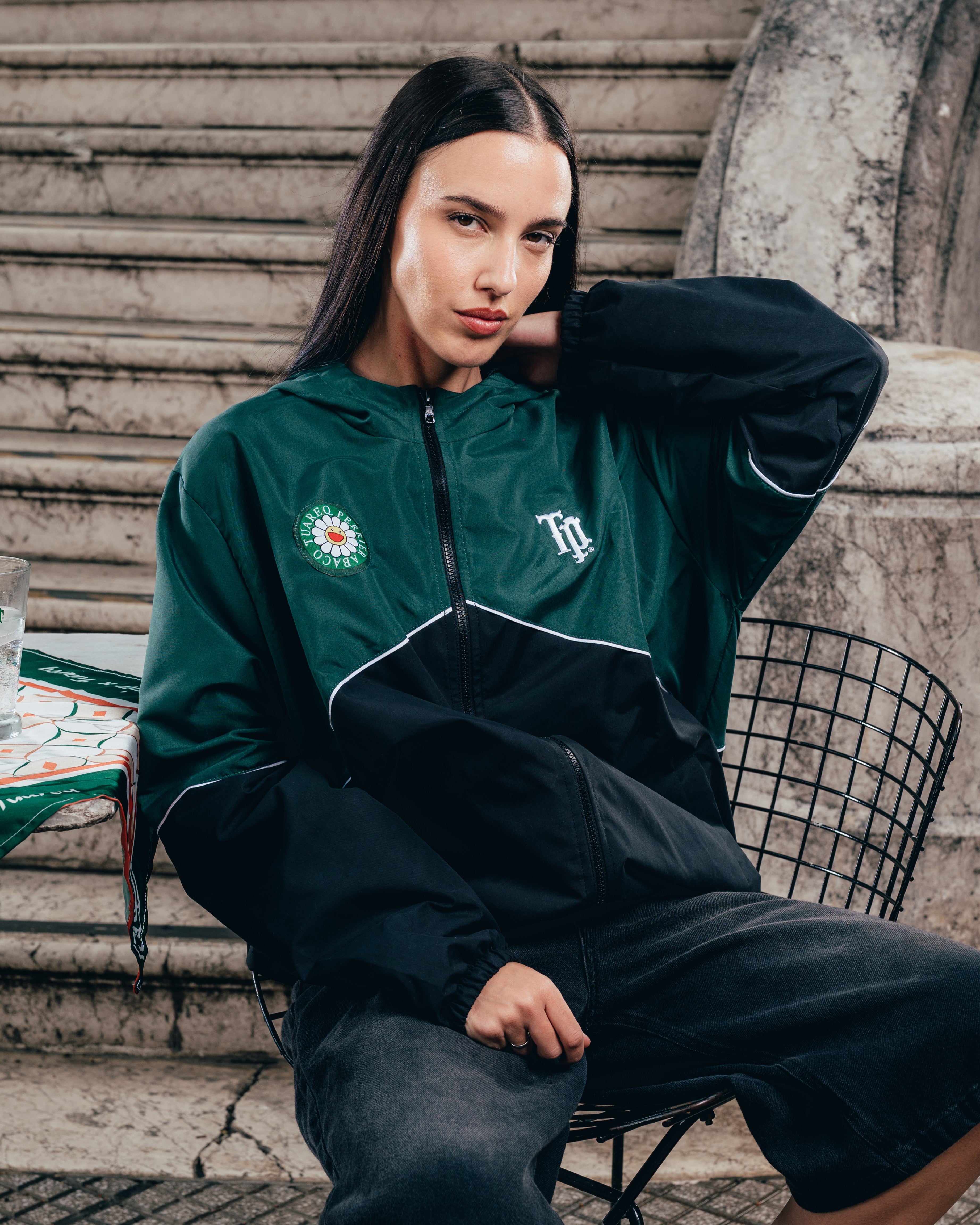 CAMPERA DEPORTIVA ROMPEVIENTO [ PERRIER ] BICOLOR GREEN