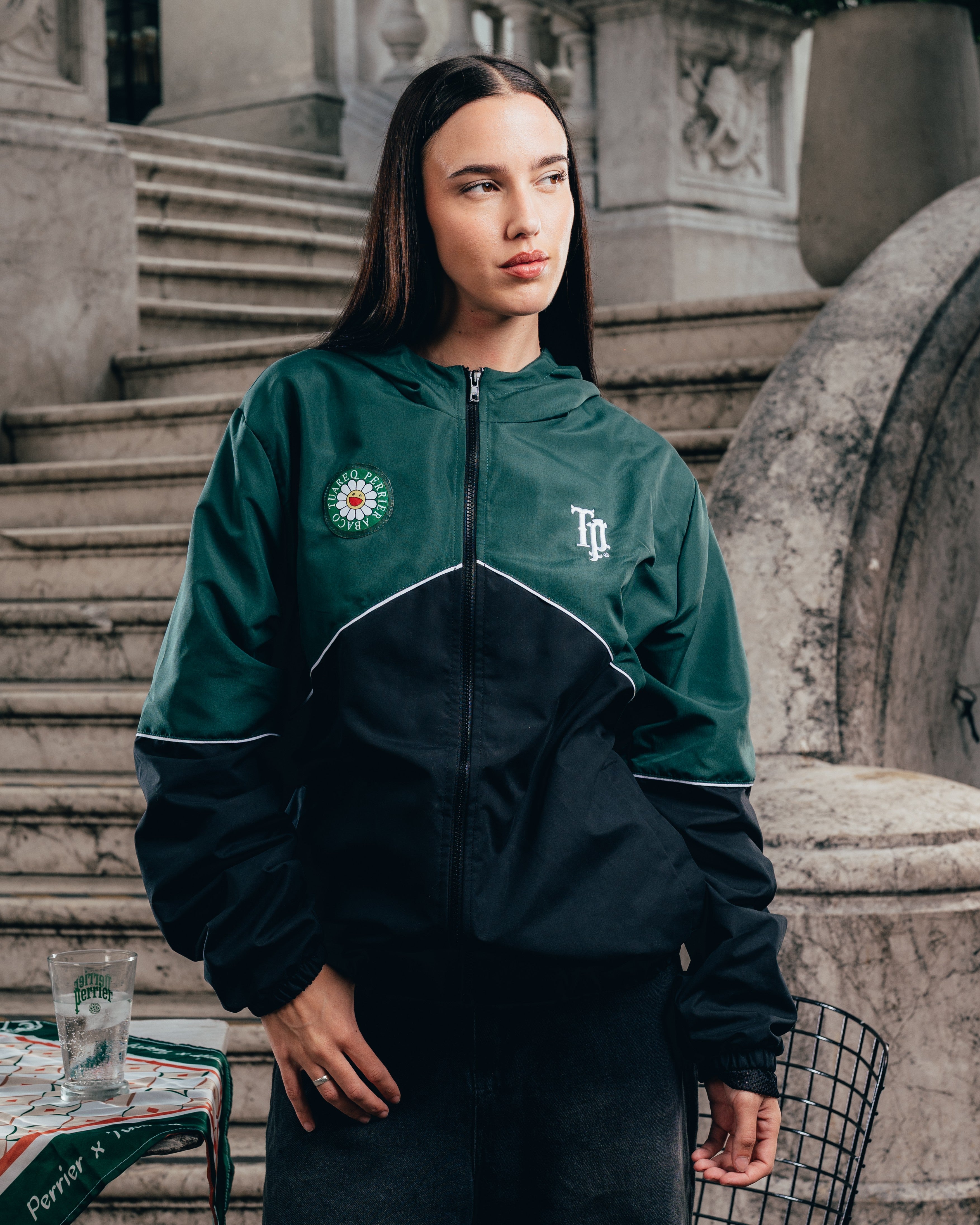 CAMPERA DEPORTIVA ROMPEVIENTO [ PERRIER ] BICOLOR GREEN