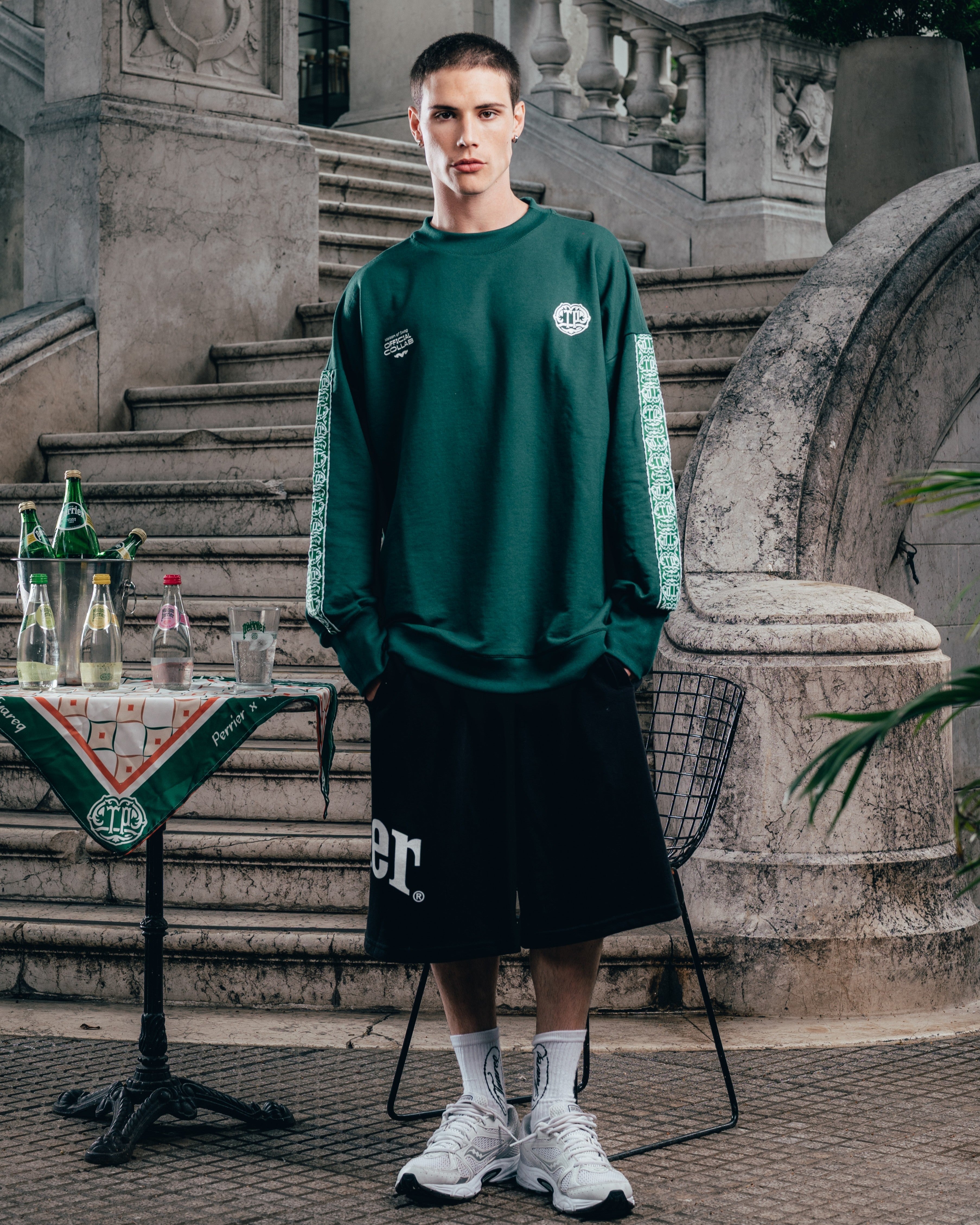 CREWNECK [ PERRIER ] GALON GREEN