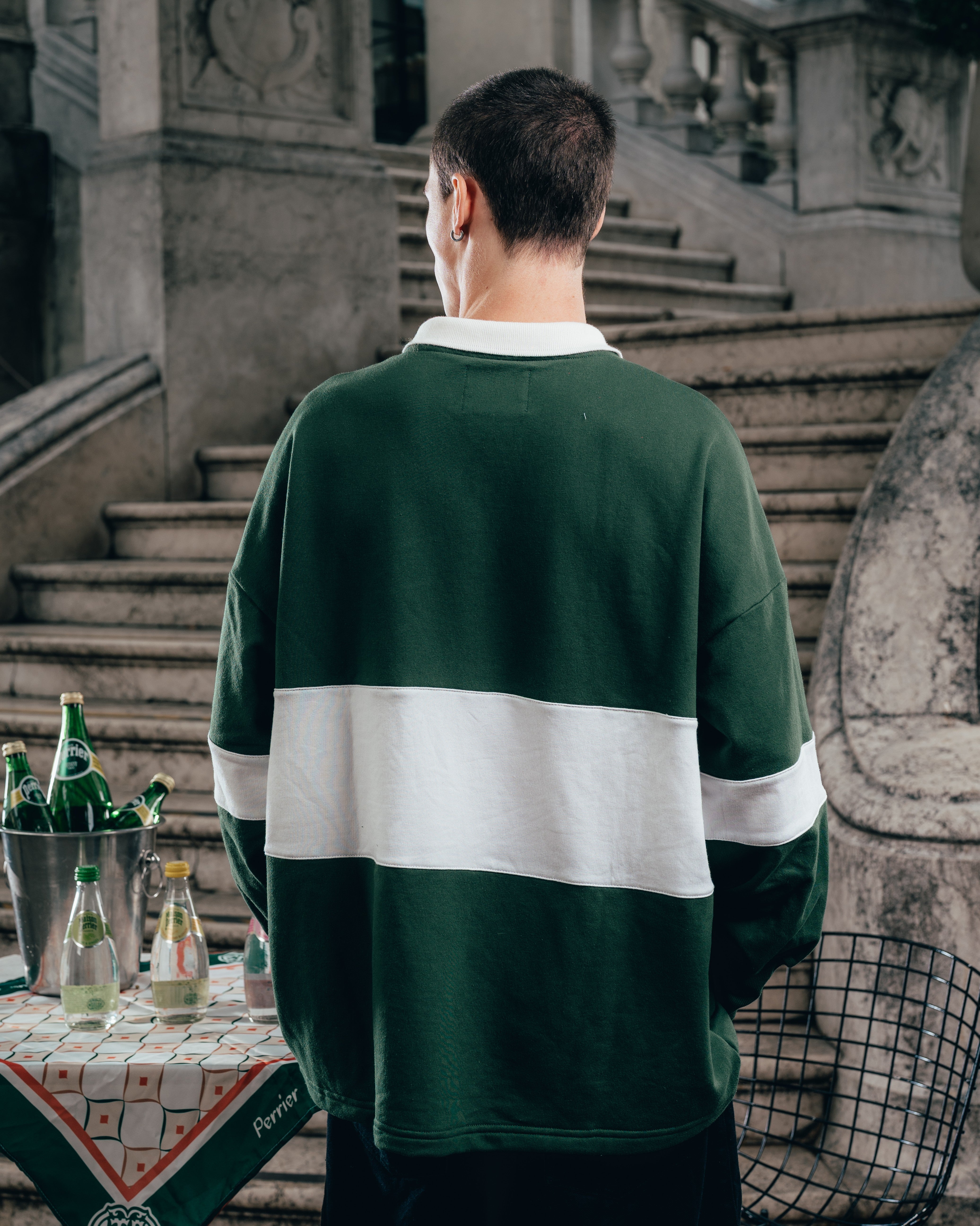 CREWNECK POLO [ PERRIER ] DEPARMENT. GREEN