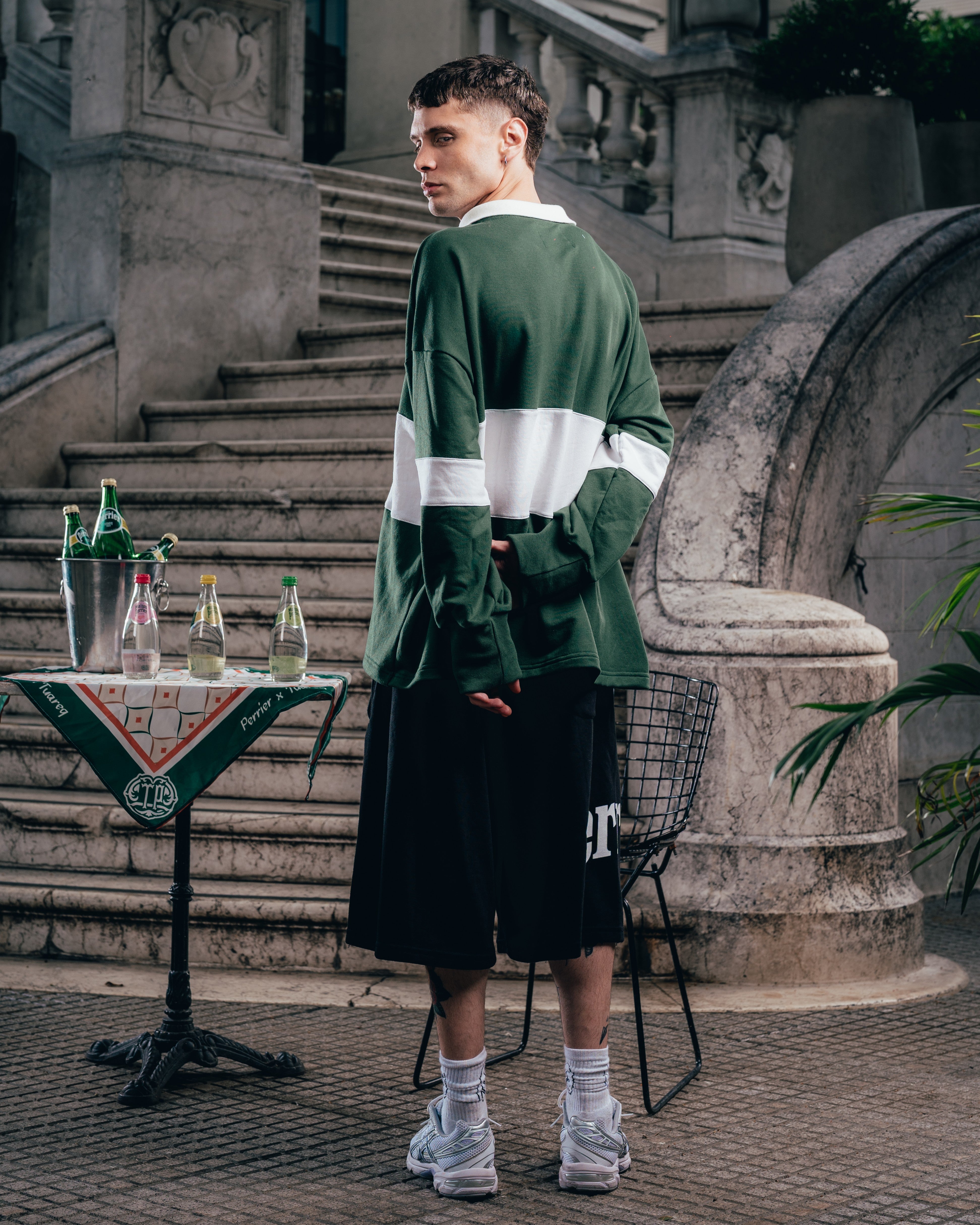 CREWNECK POLO [ PERRIER ] DEPARMENT. GREEN