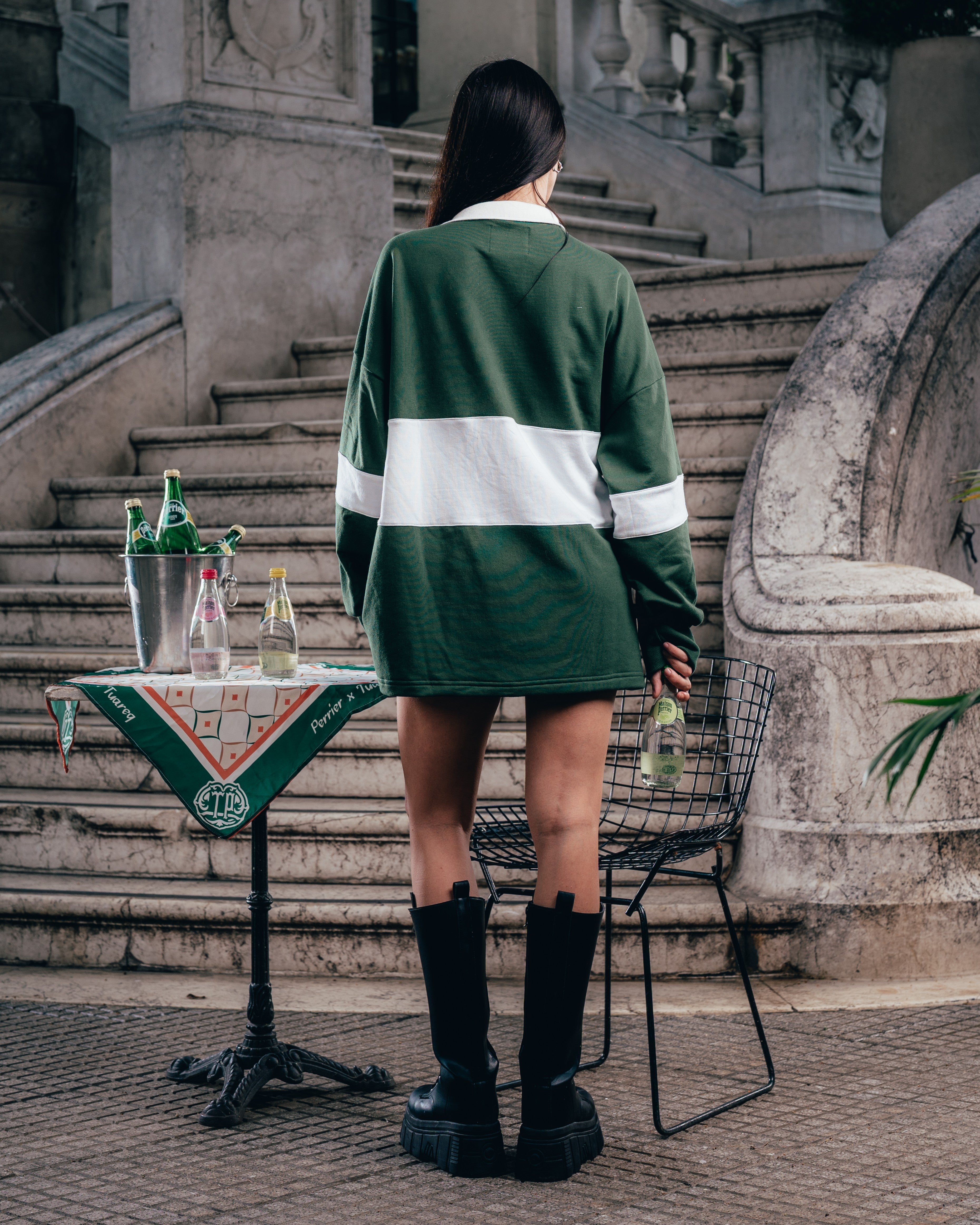 CREWNECK POLO [ PERRIER ] DEPARMENT. GREEN