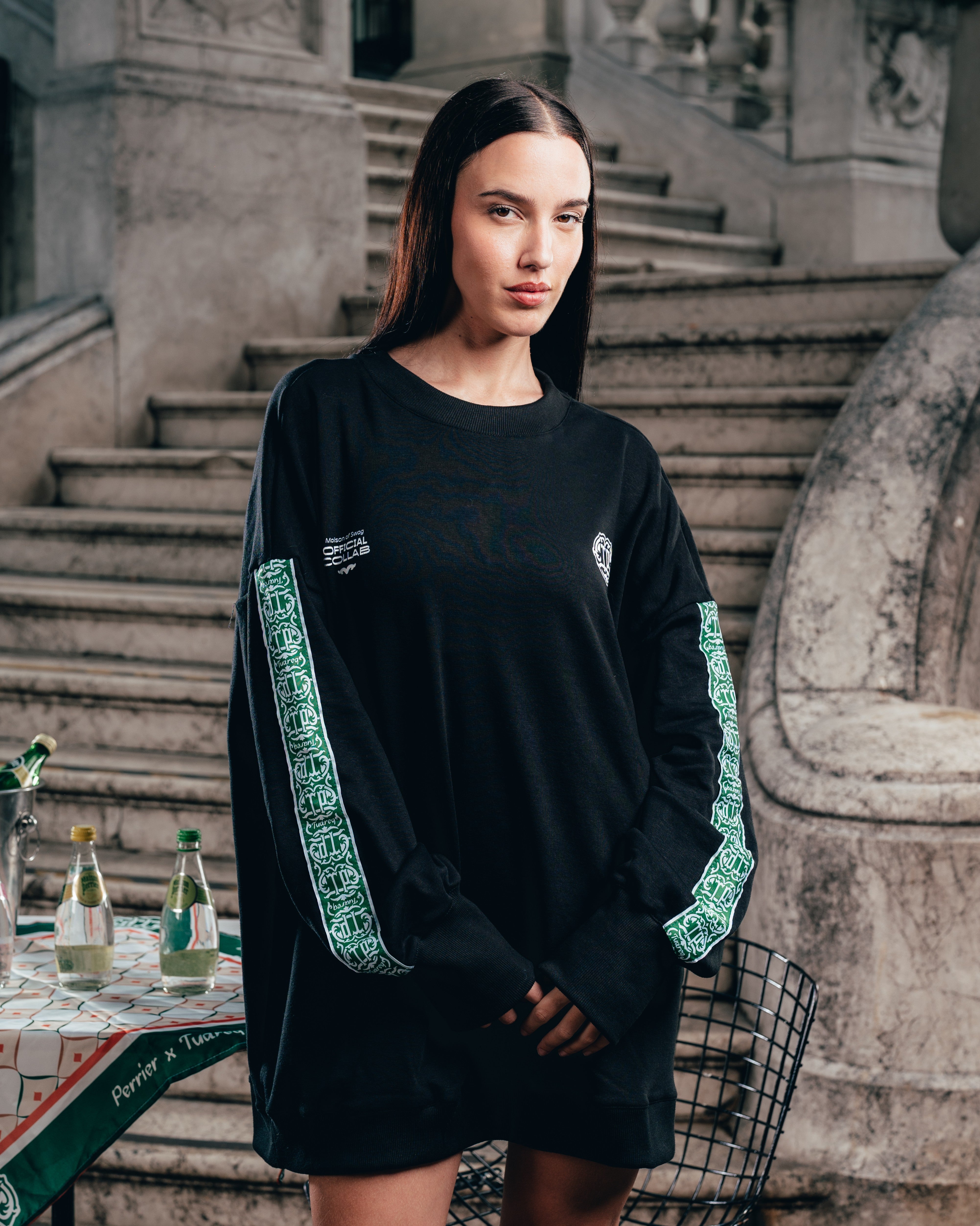 CREWNECK [ PERRIER ] GALON BLACK