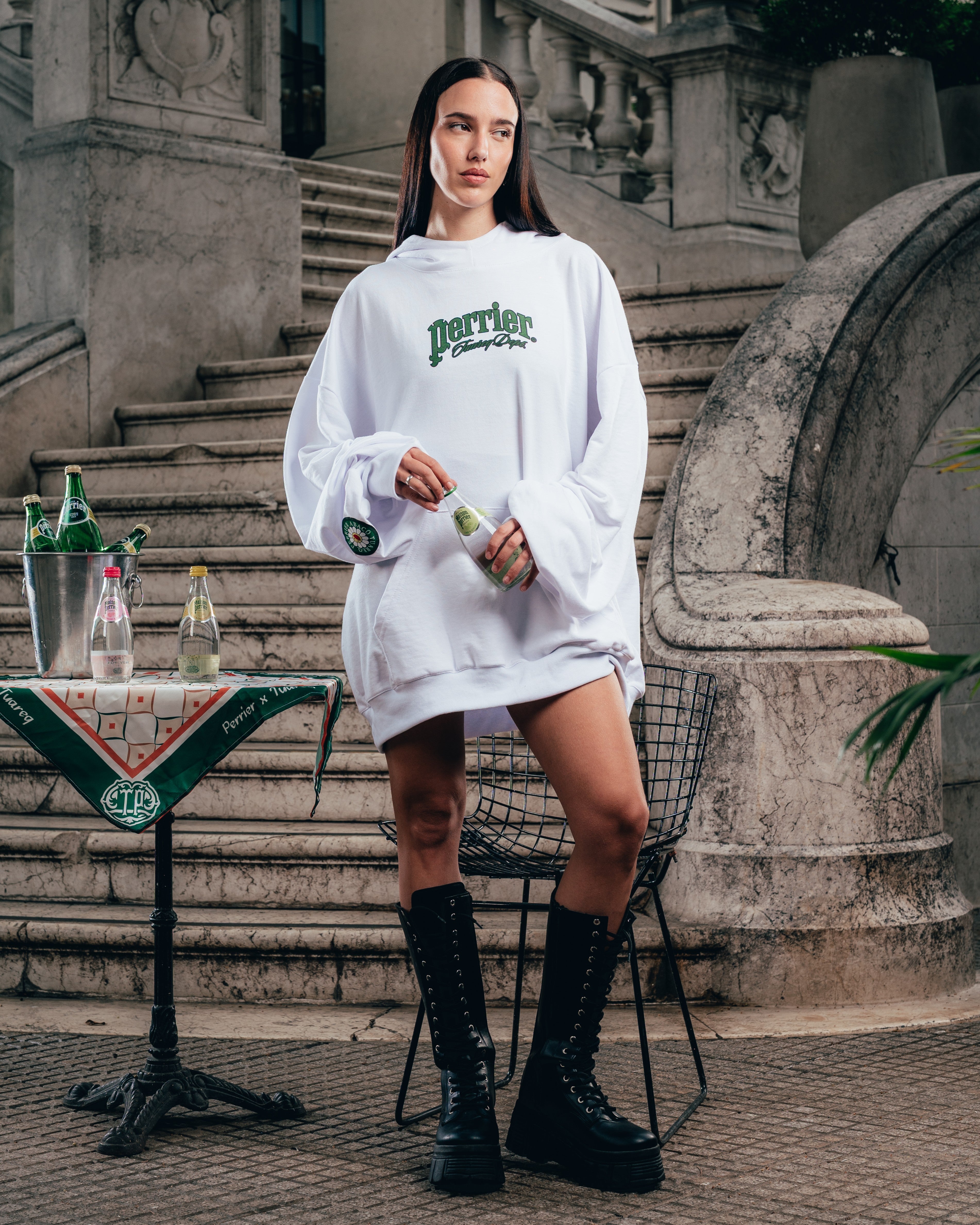 HOODIE MEGAOVERSIZED [ PERRIER ] SIGNATURE WHITE