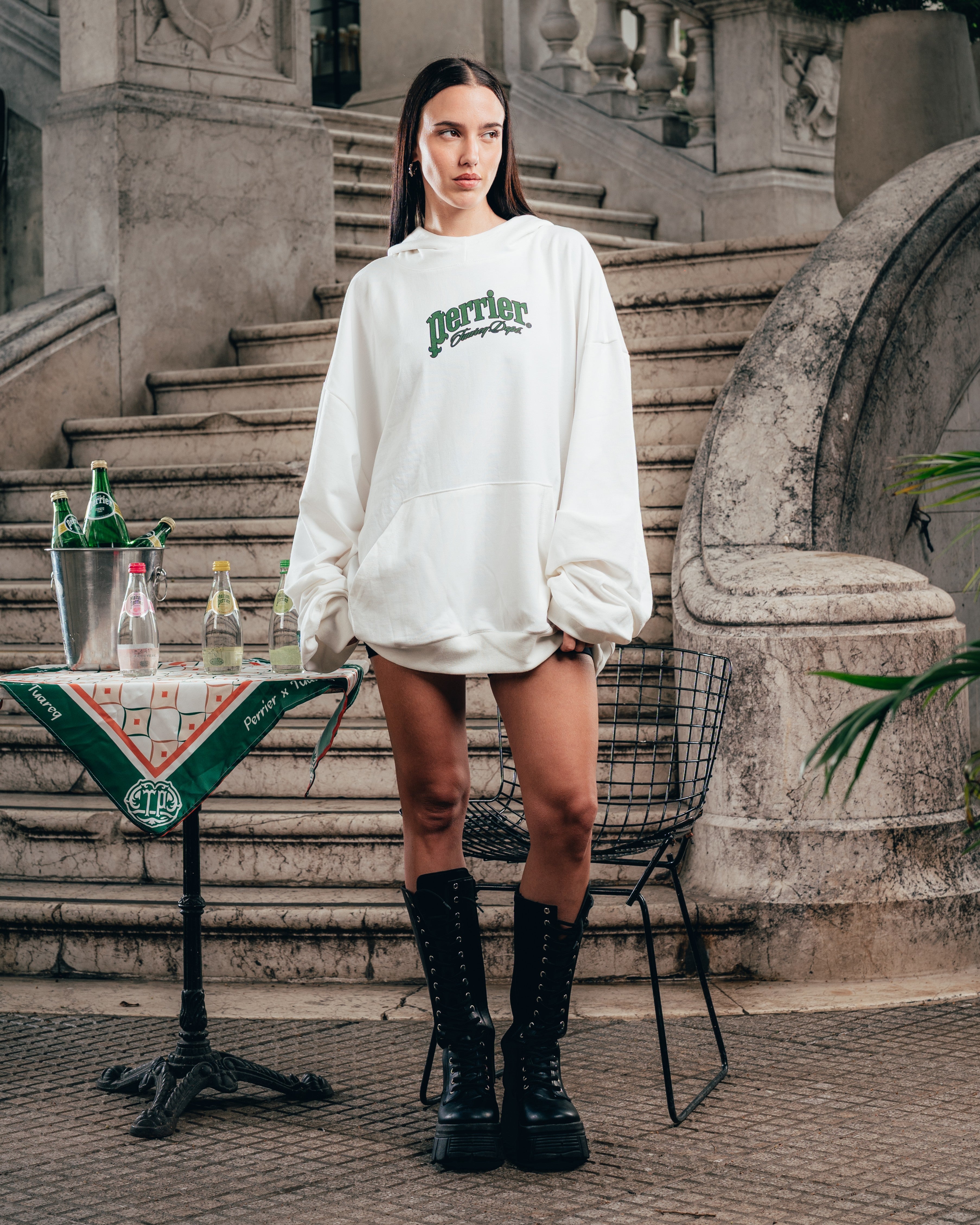 HOODIE MEGAOVERSIZED [ PERRIER ] SIGNATURE WHITE