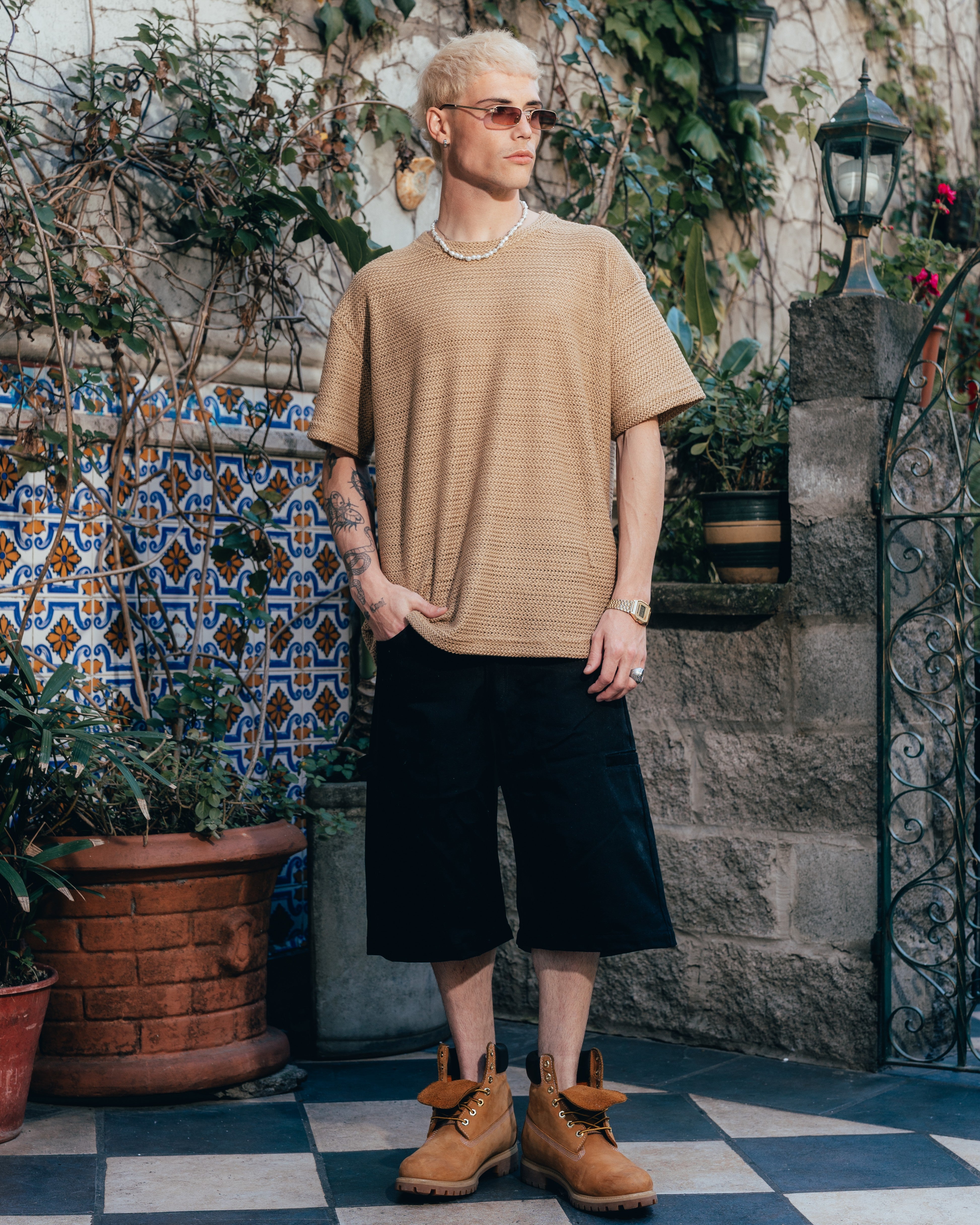 REMERA OVERSIZED TEJIDA [ PRIMARI ] MOSTAZA