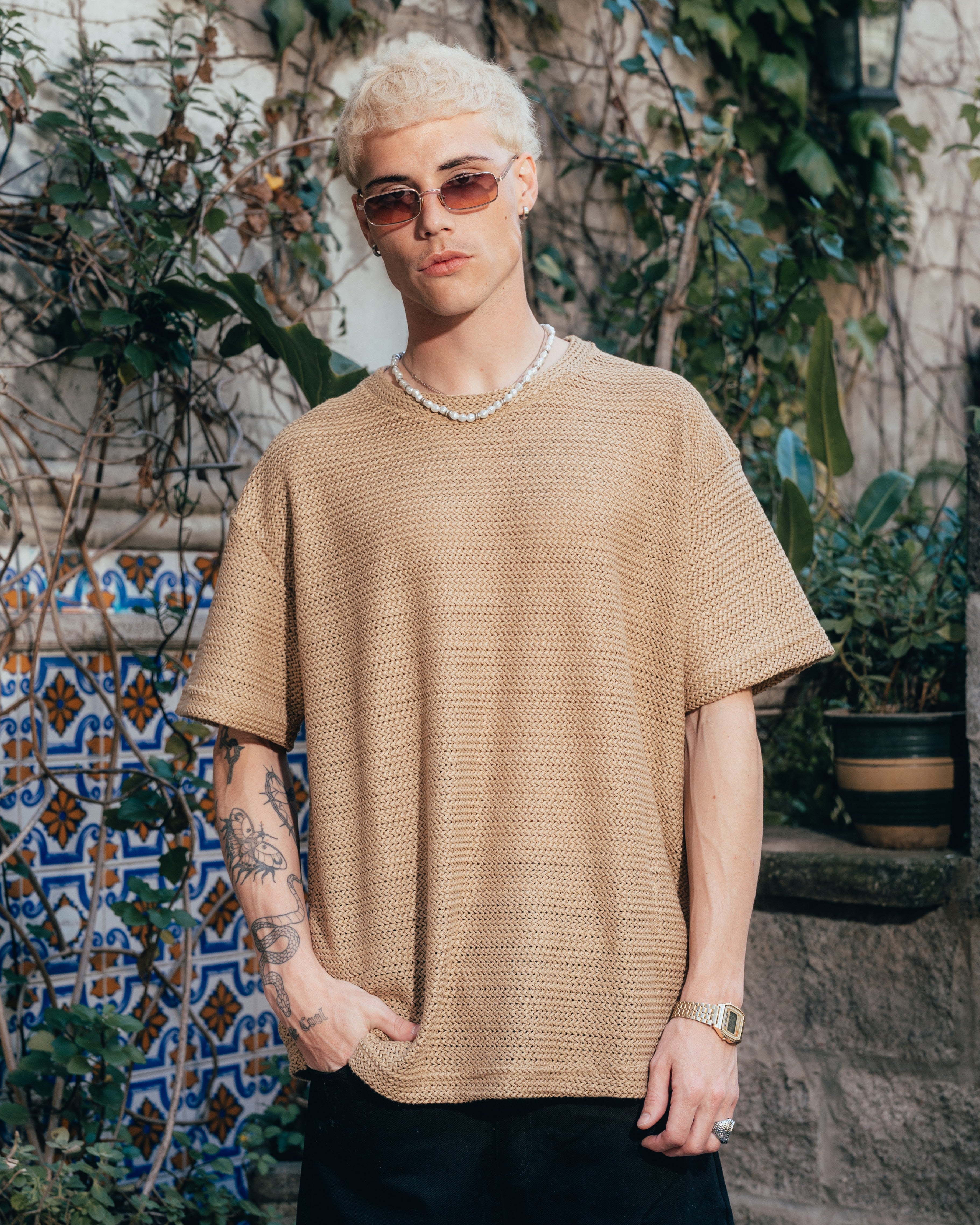 REMERA OVERSIZED TEJIDA [ PRIMARI ] MOSTAZA